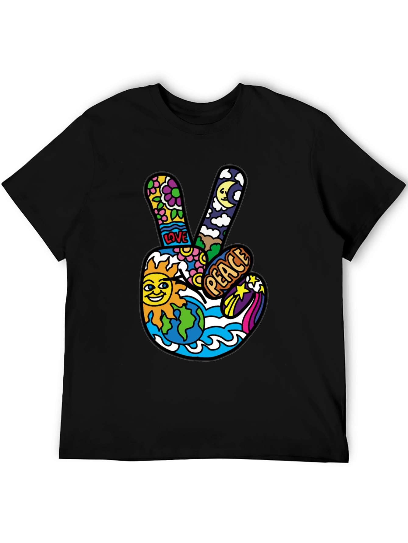 Hippie Peace Sign Graphic Tee - Retro Vibe