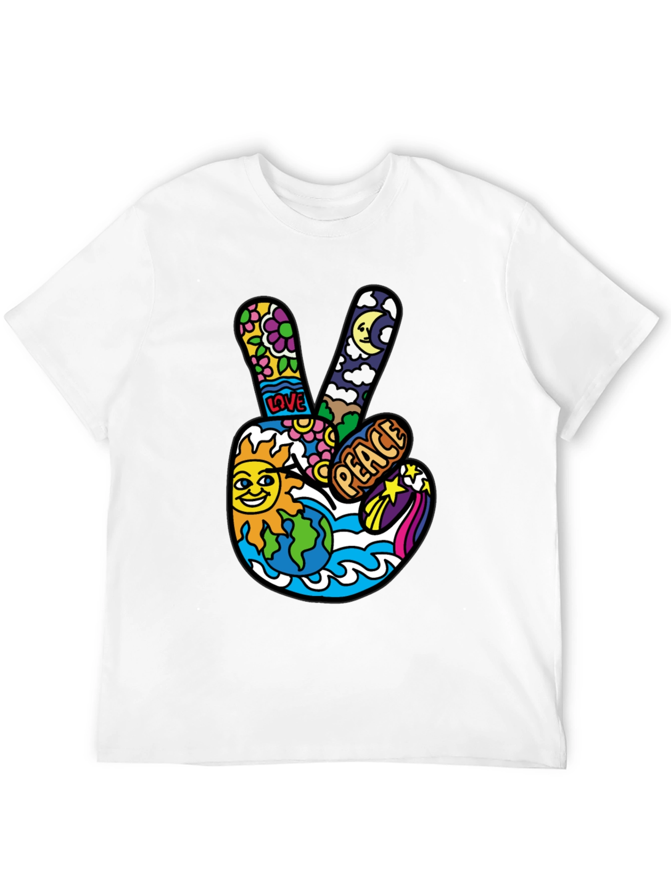 Hippie Peace Sign Graphic Tee - Retro Vibe