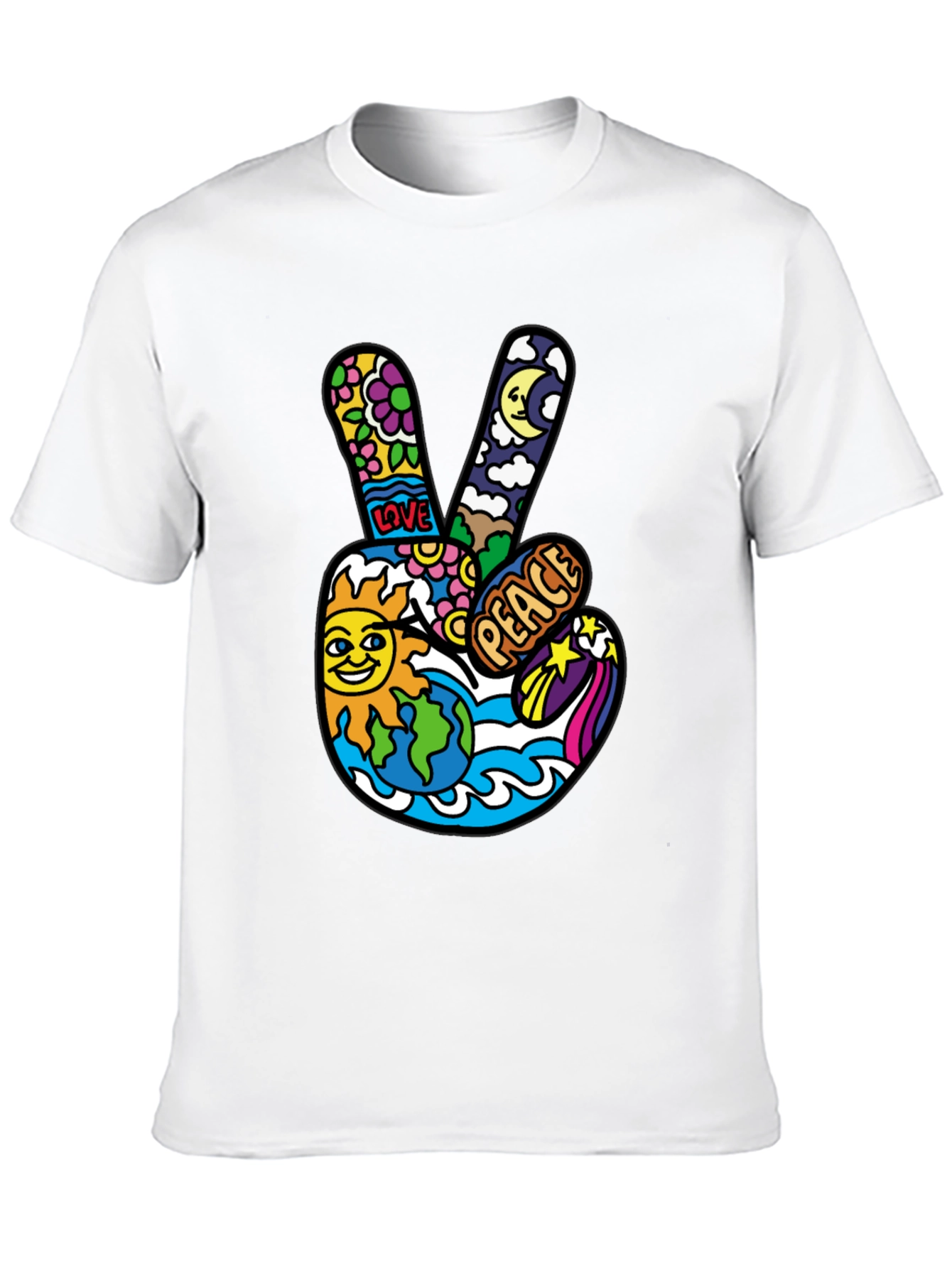 Hippie Peace Sign Graphic Tee - Retro Vibe
