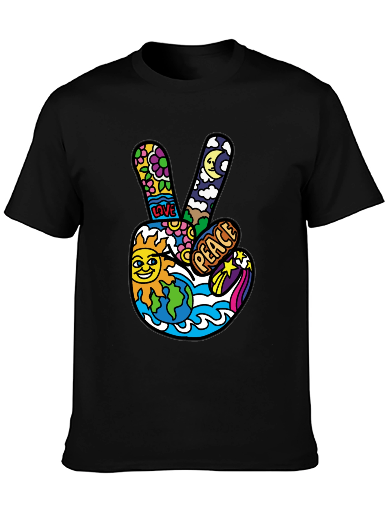 Hippie Peace Sign Graphic Tee - Retro Vibe