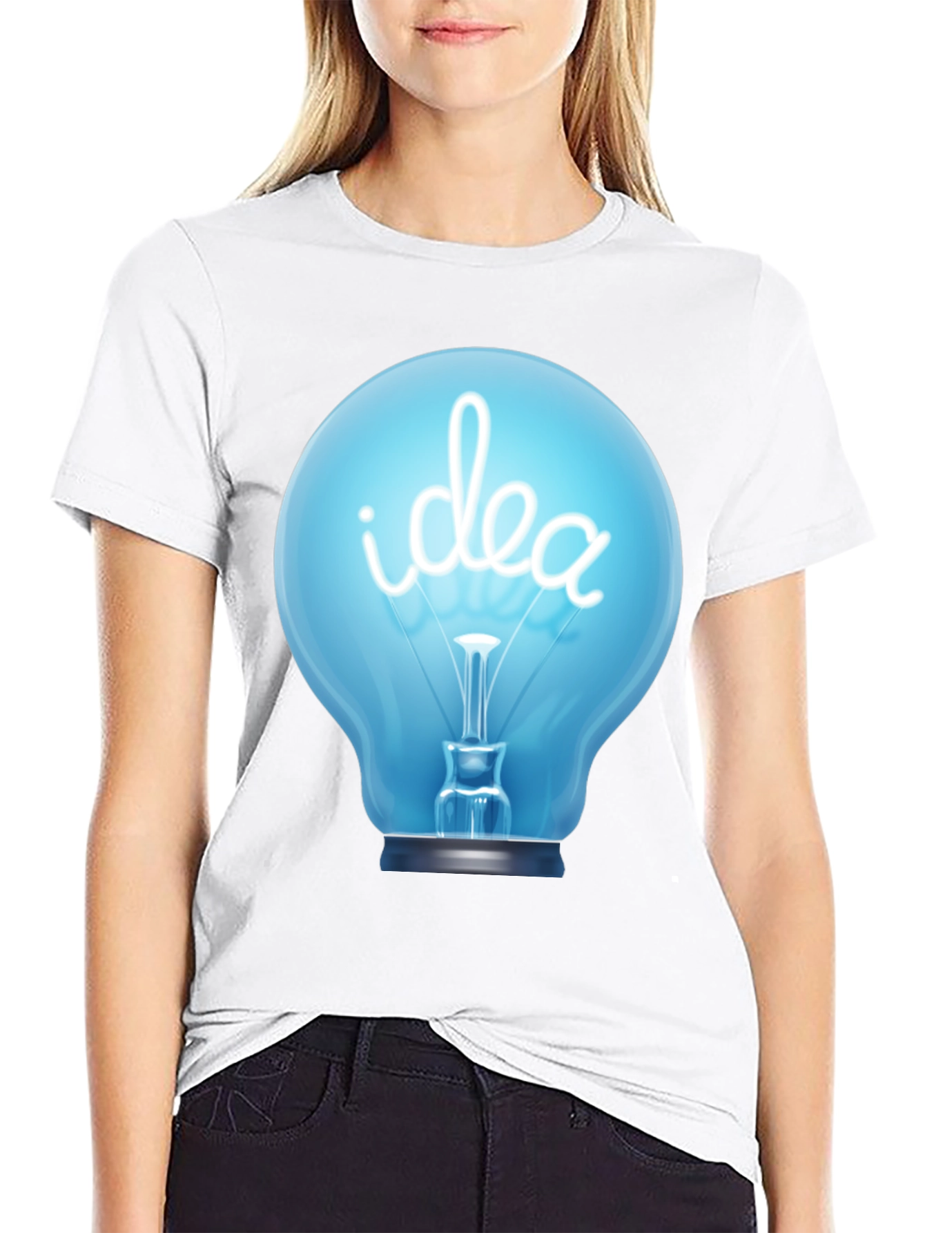 Idea Lightbulb Graphic Tee - Black Cotton T-Shirt