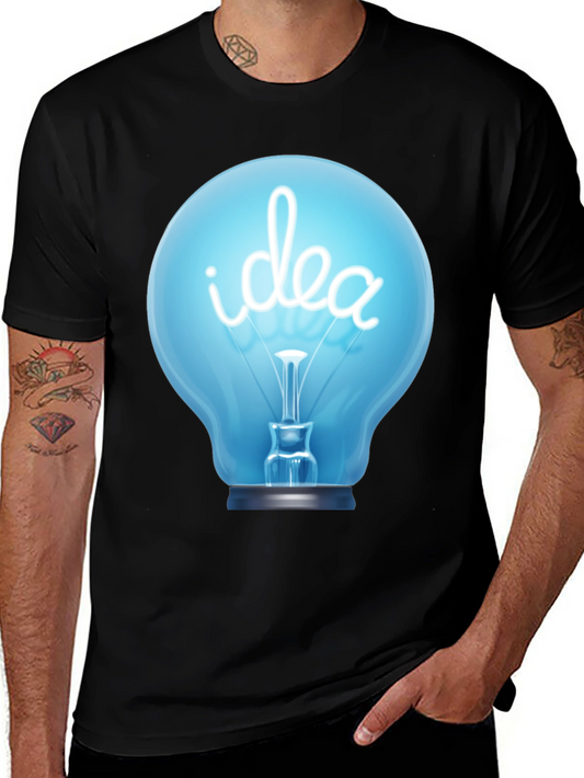 Idea Lightbulb Graphic Tee - Black Cotton T-Shirt