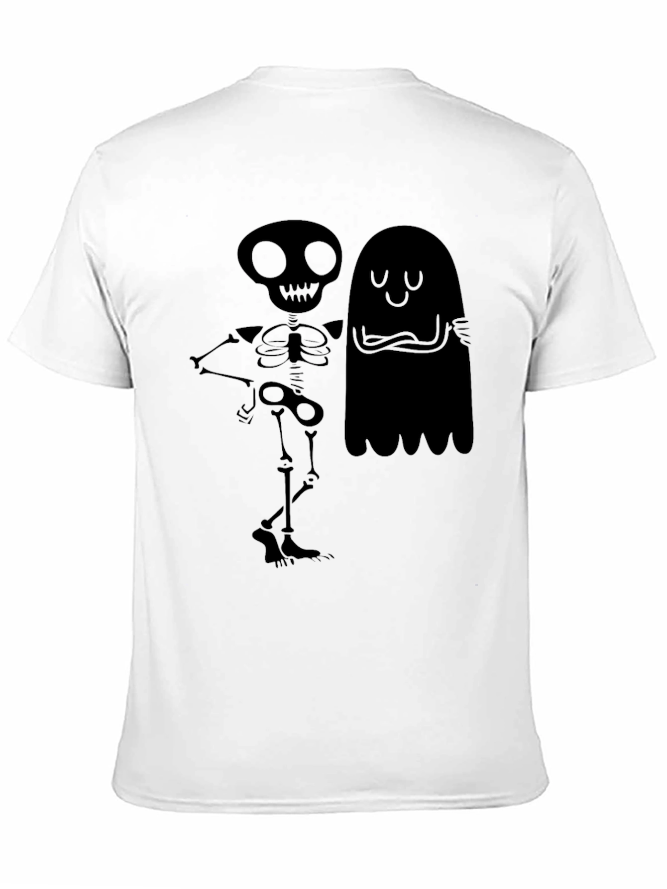 Skeleton & Ghost Graphic Tee - Spooky Season Style!