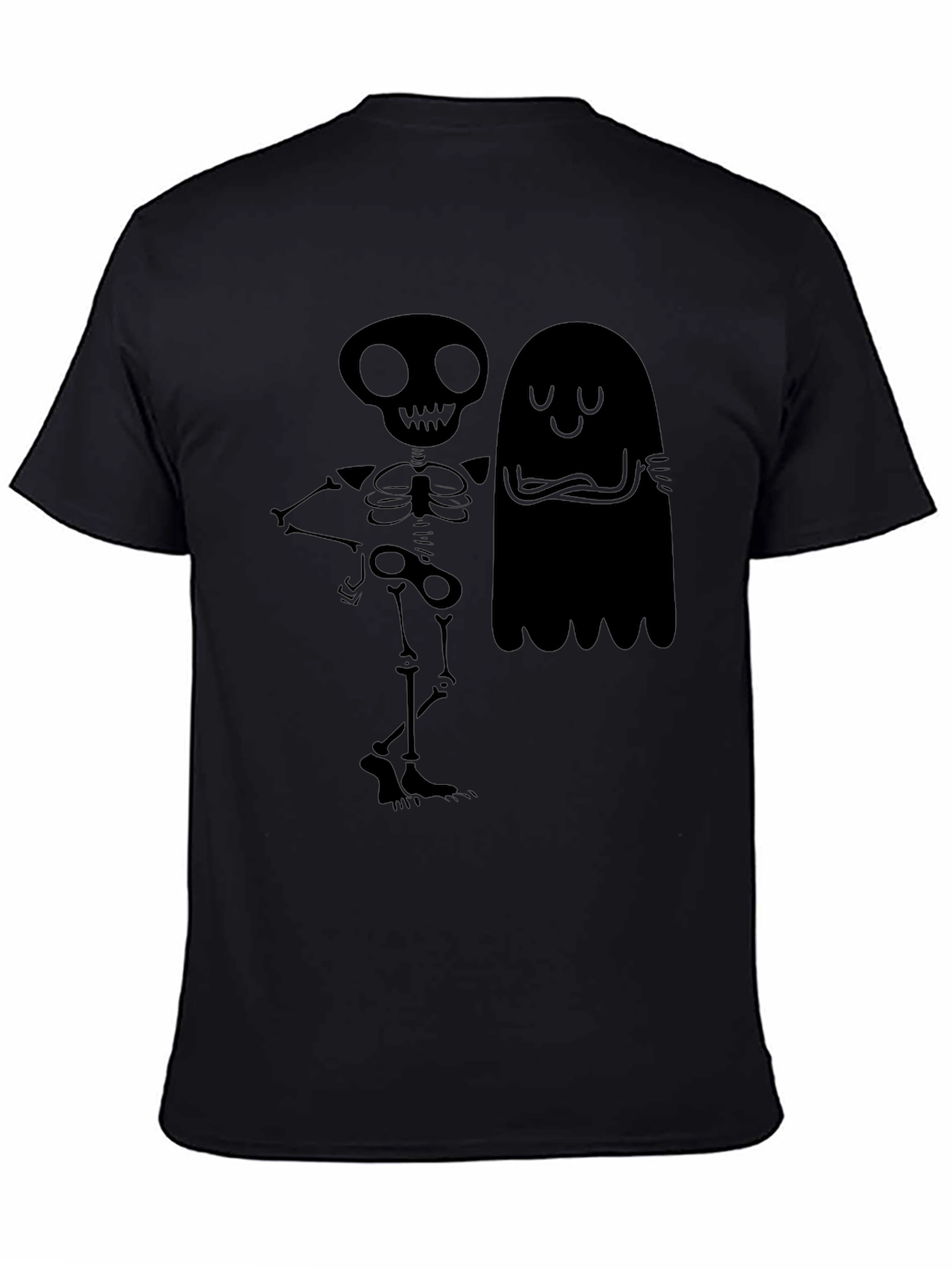 Skeleton & Ghost Graphic Tee - Spooky Season Style!