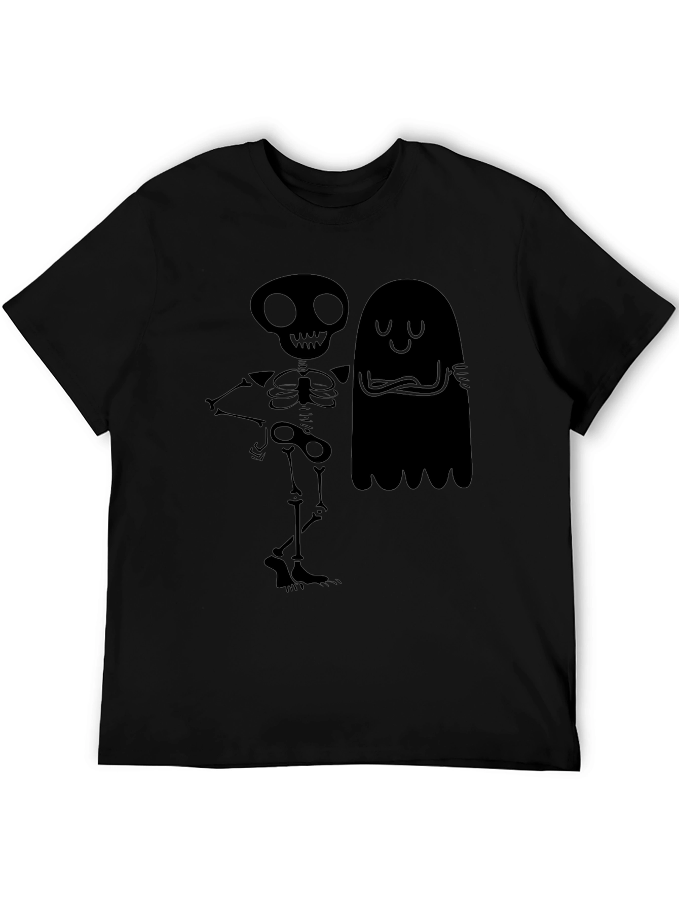 Skeleton & Ghost Graphic Tee - Spooky Season Style!