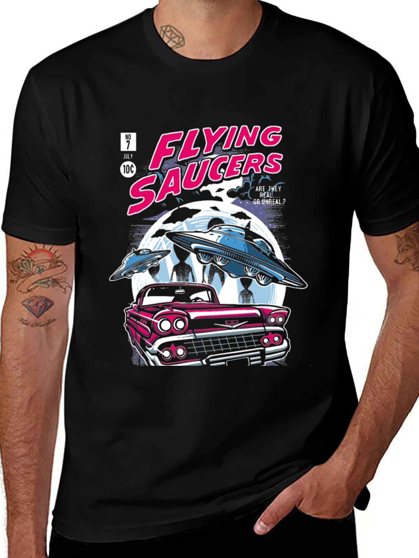 Retro Flying Saucers Graphic T-Shirt