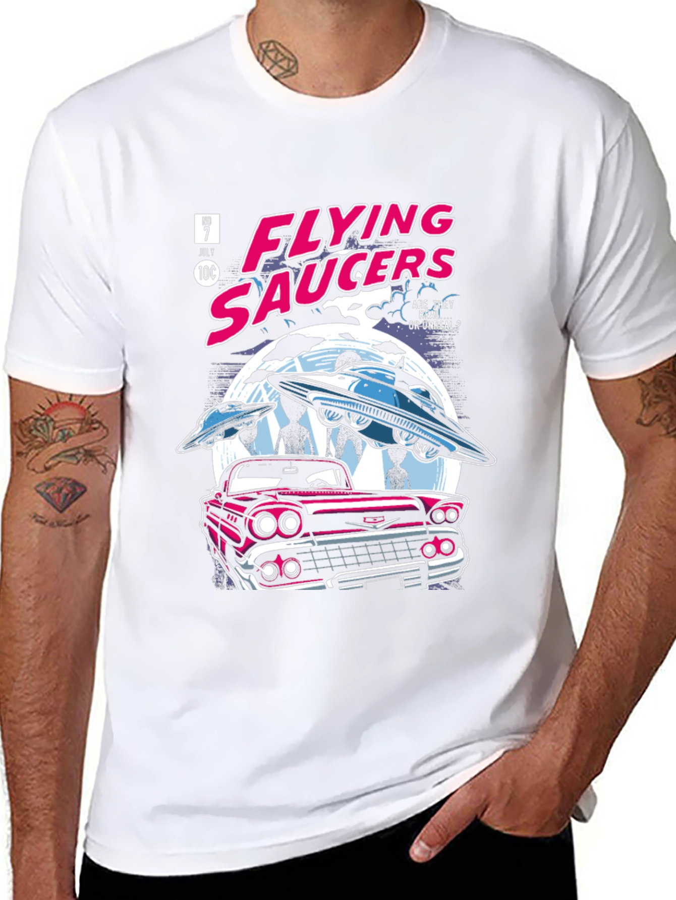 Retro Flying Saucers Graphic T-Shirt