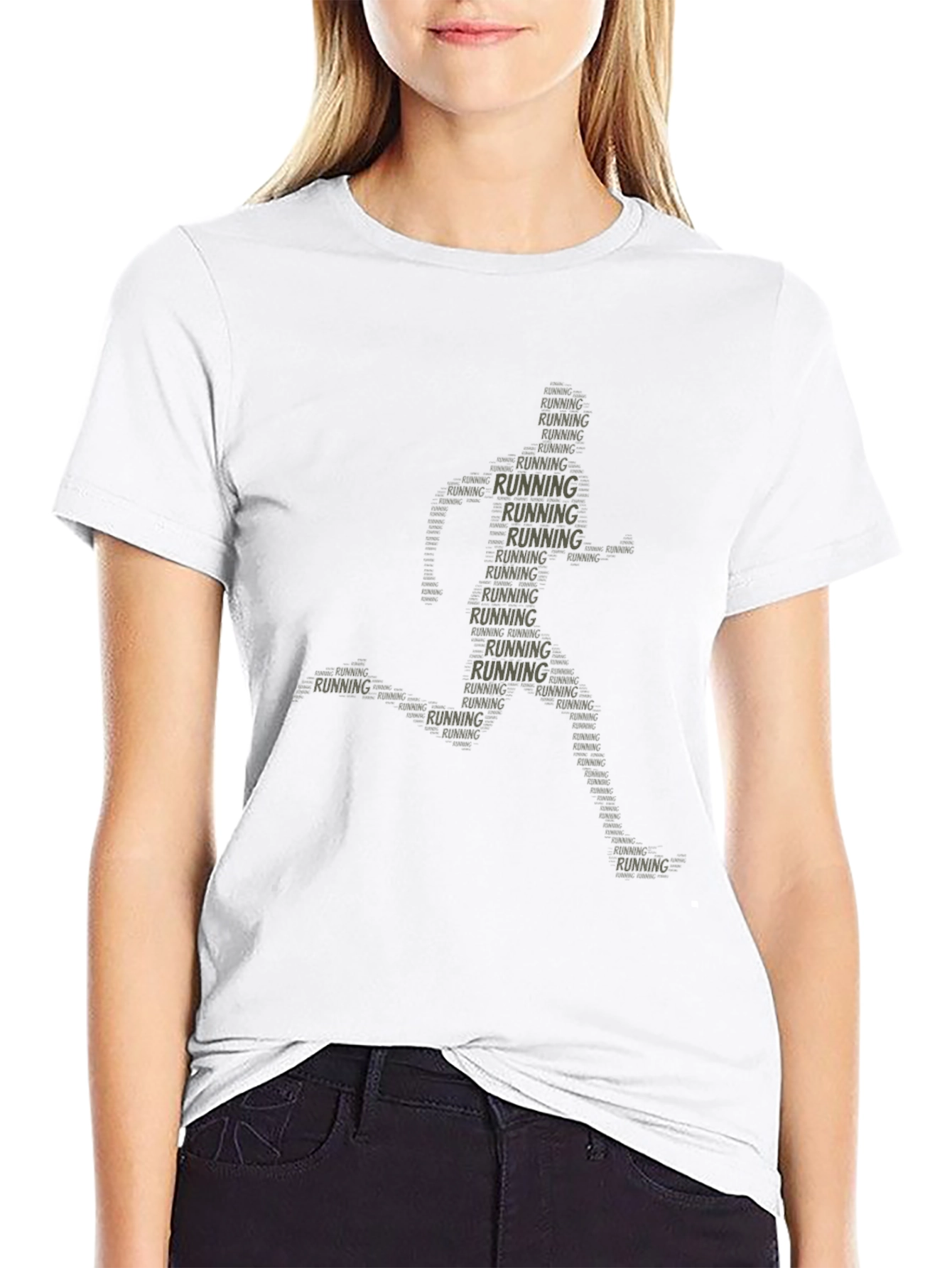 Running Word Art T-Shirt - Black
