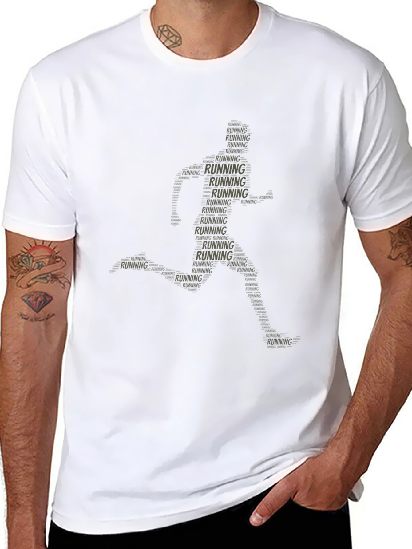 Running Word Art T-Shirt - Black