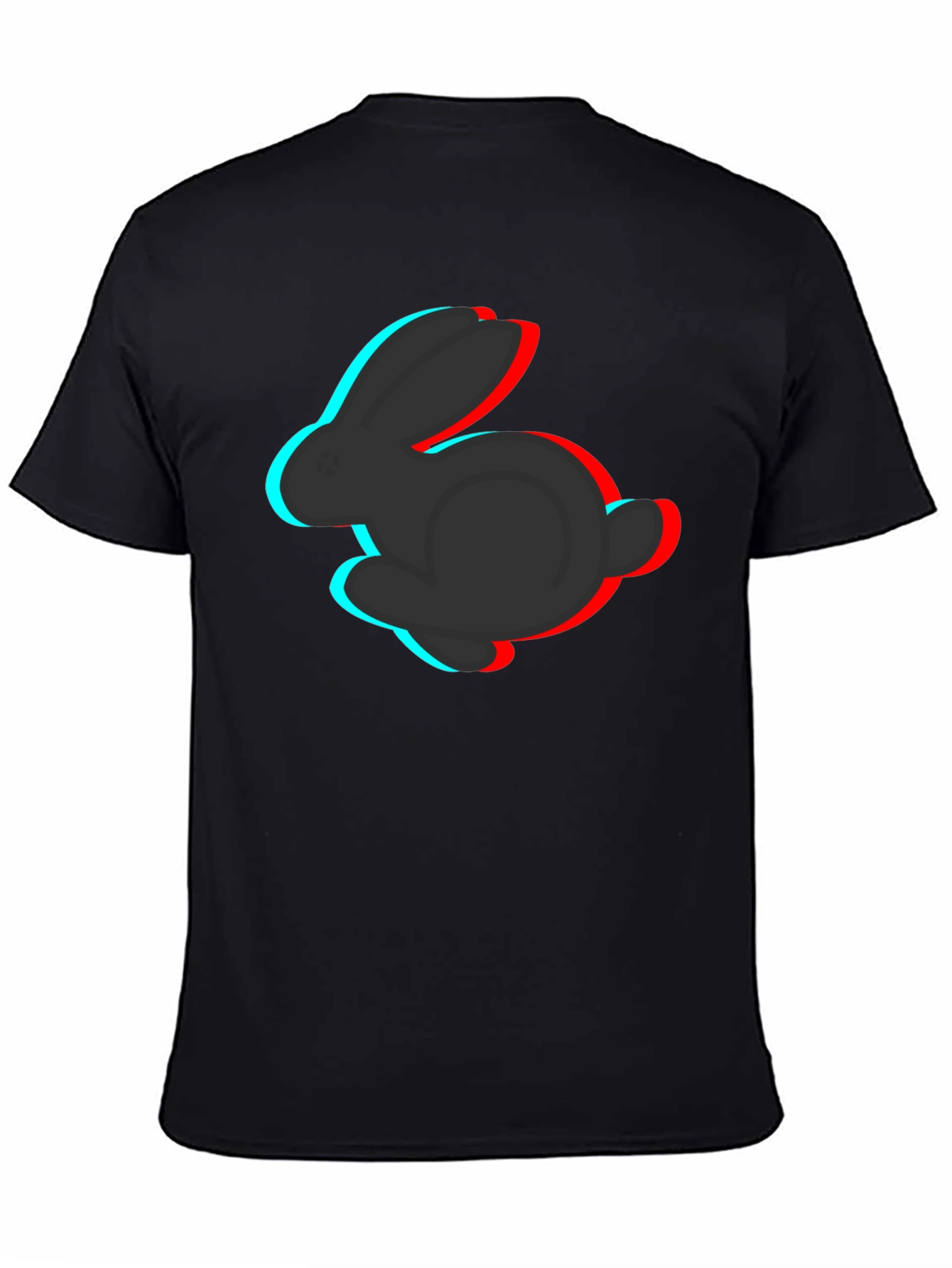 3D Rabbit Graphic Tee - Stylish Black T-Shirt