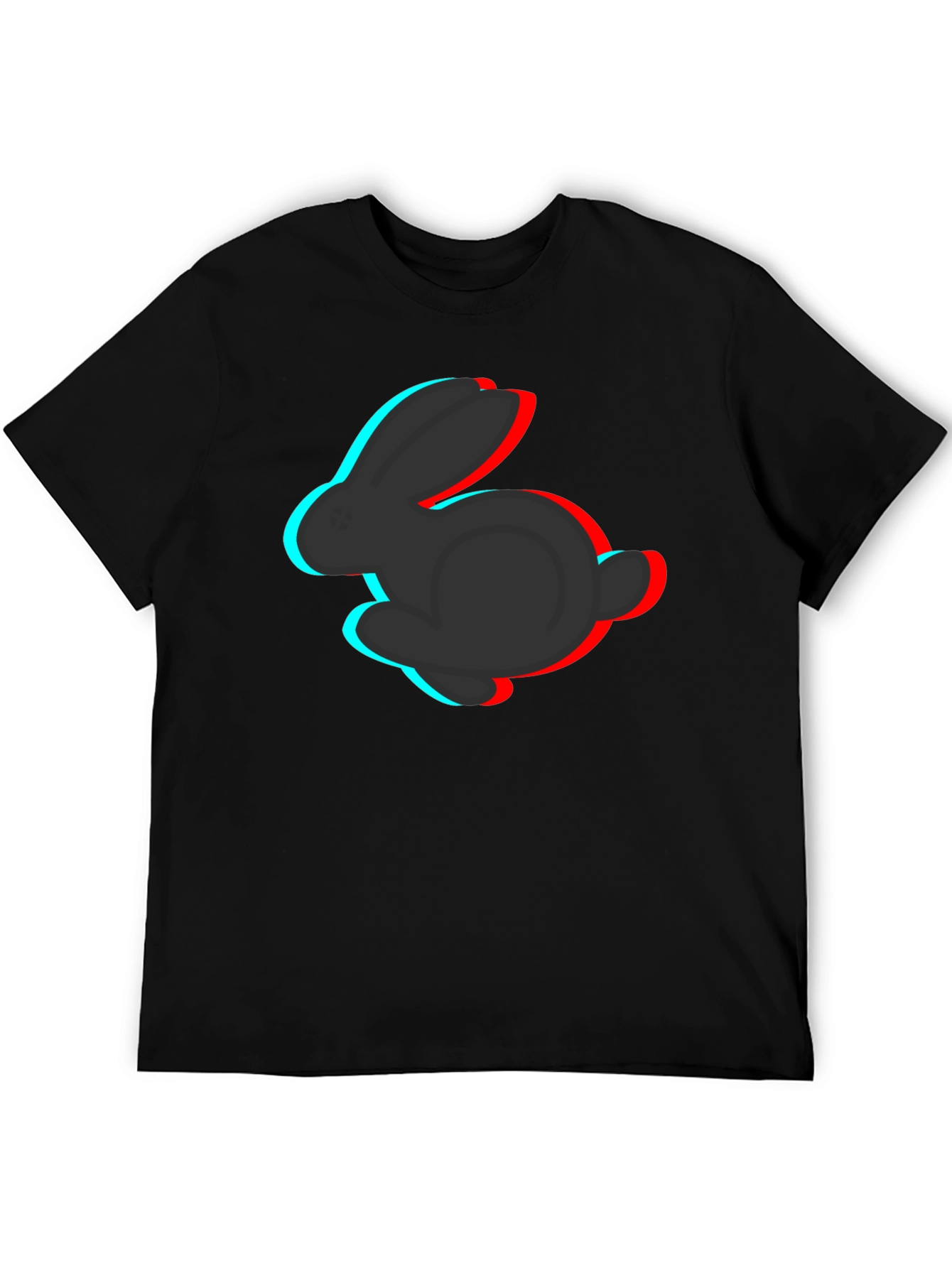 3D Rabbit Graphic Tee - Stylish Black T-Shirt