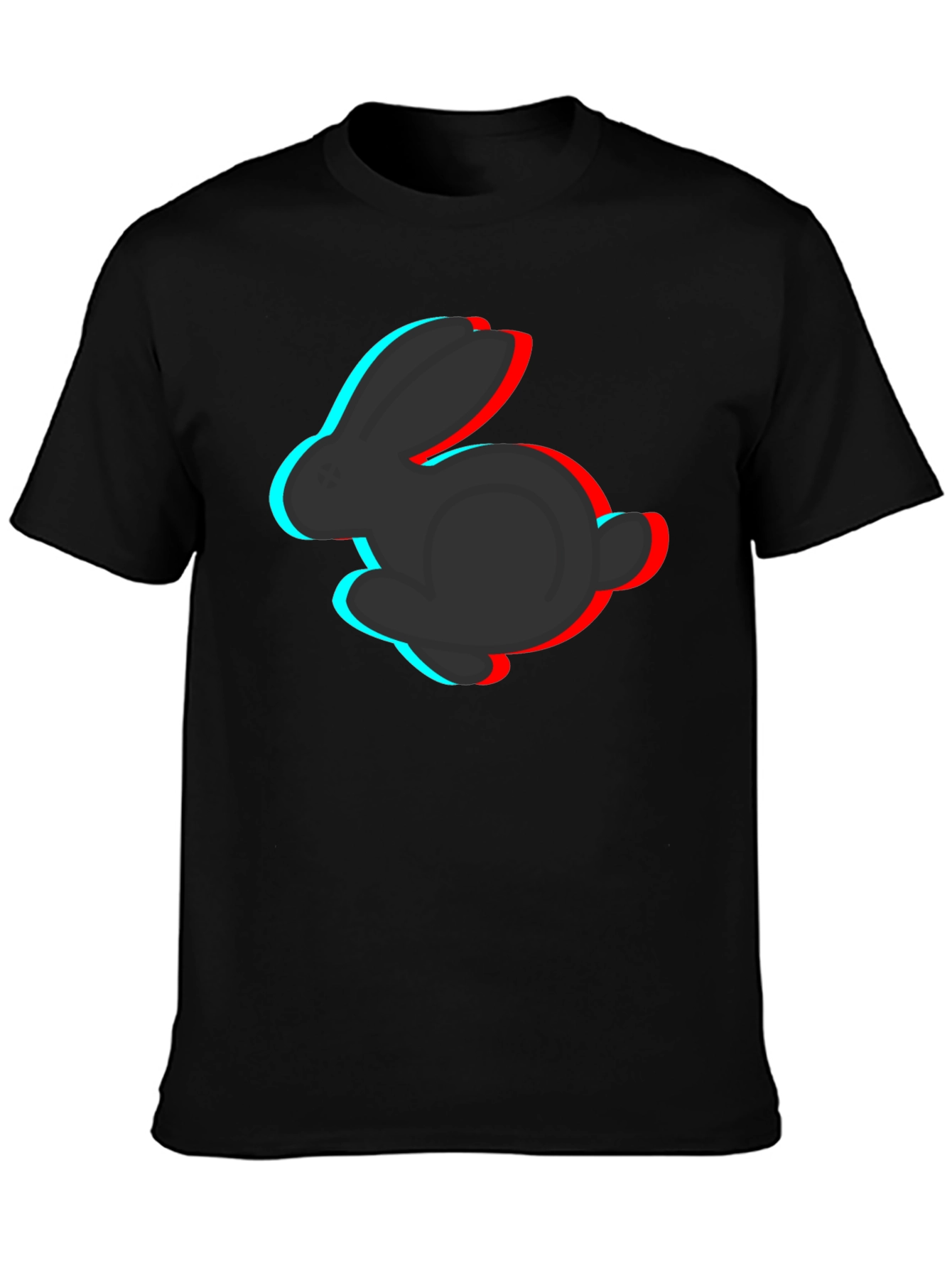 3D Rabbit Graphic Tee - Stylish Black T-Shirt