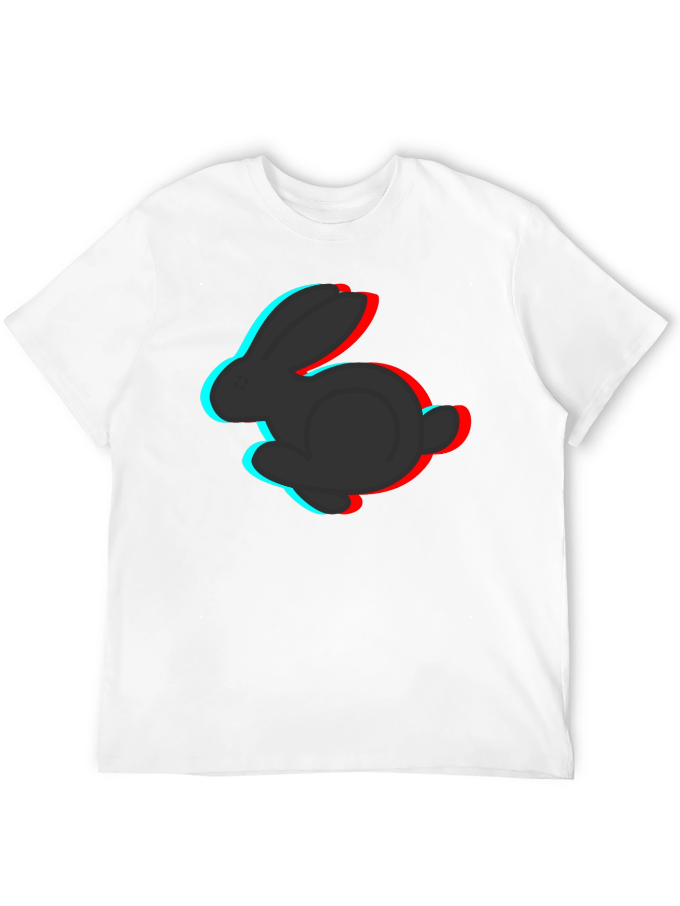 3D Rabbit Graphic Tee - Stylish Black T-Shirt