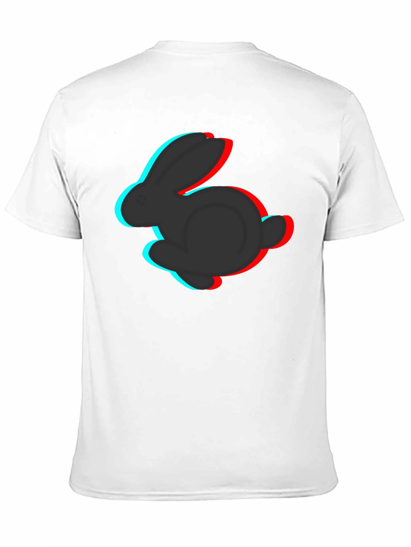 3D Rabbit Graphic Tee - Stylish Black T-Shirt