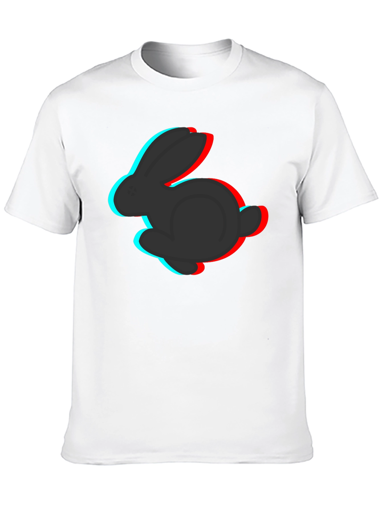 3D Rabbit Graphic Tee - Stylish Black T-Shirt