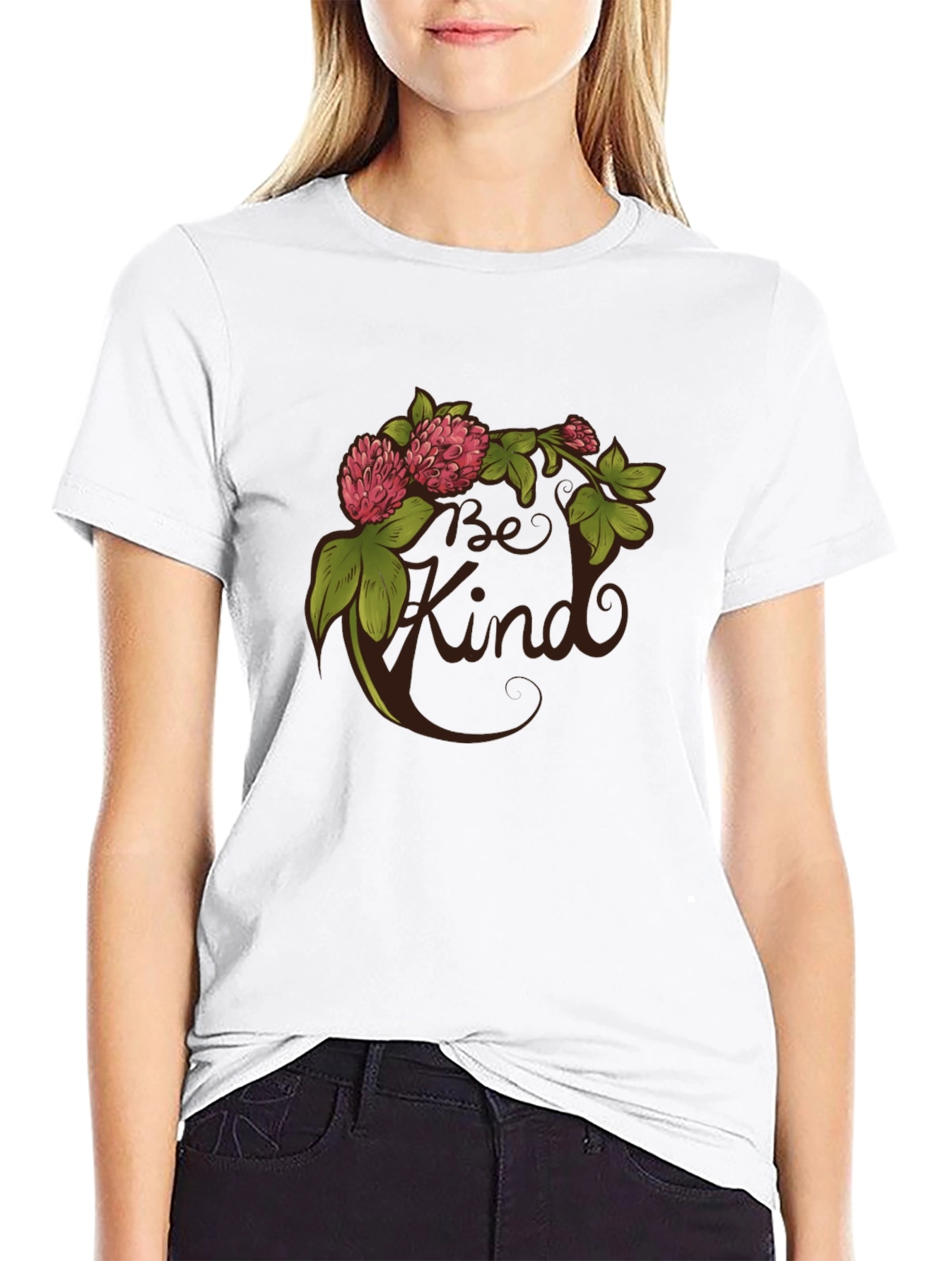 Be Kind Clover Graphic Tee - Black Casual T-Shirt