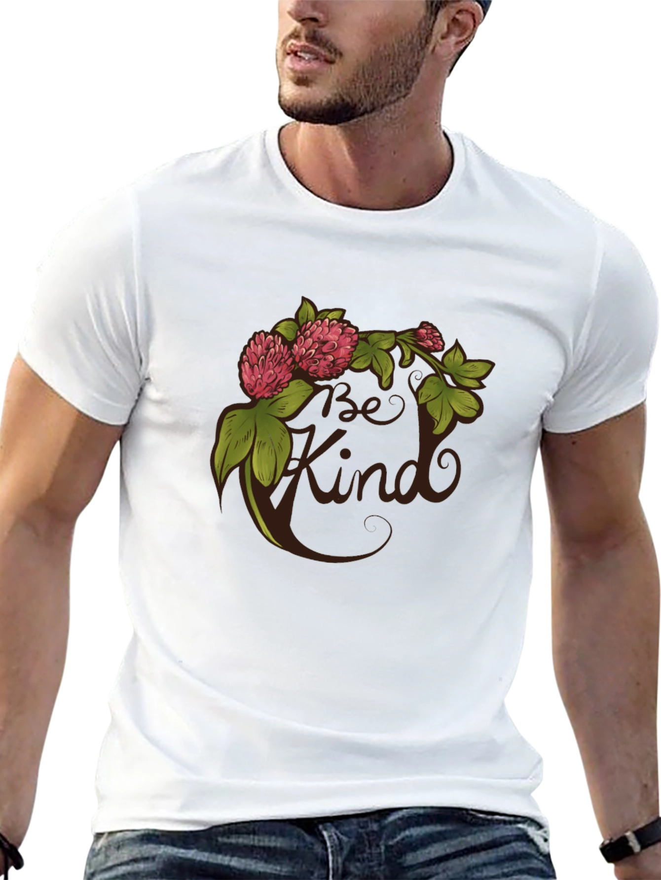 Be Kind Clover Graphic Tee - Black Casual T-Shirt