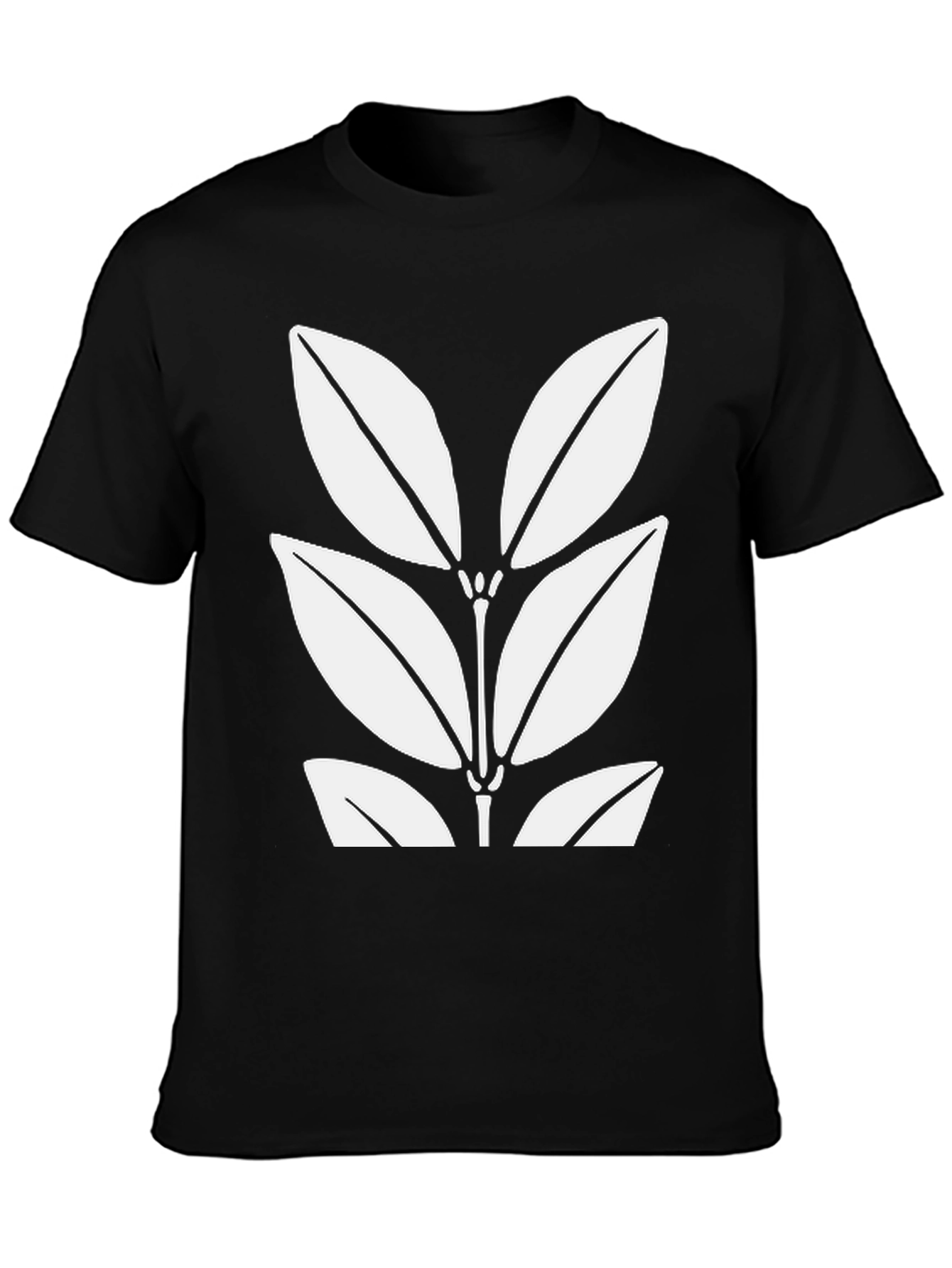 Leaf Print Black T-Shirt