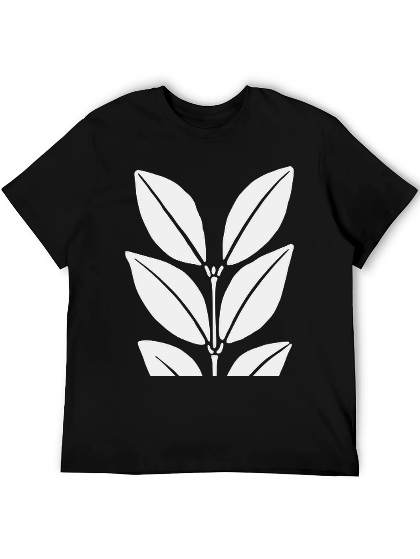 Leaf Print Black T-Shirt