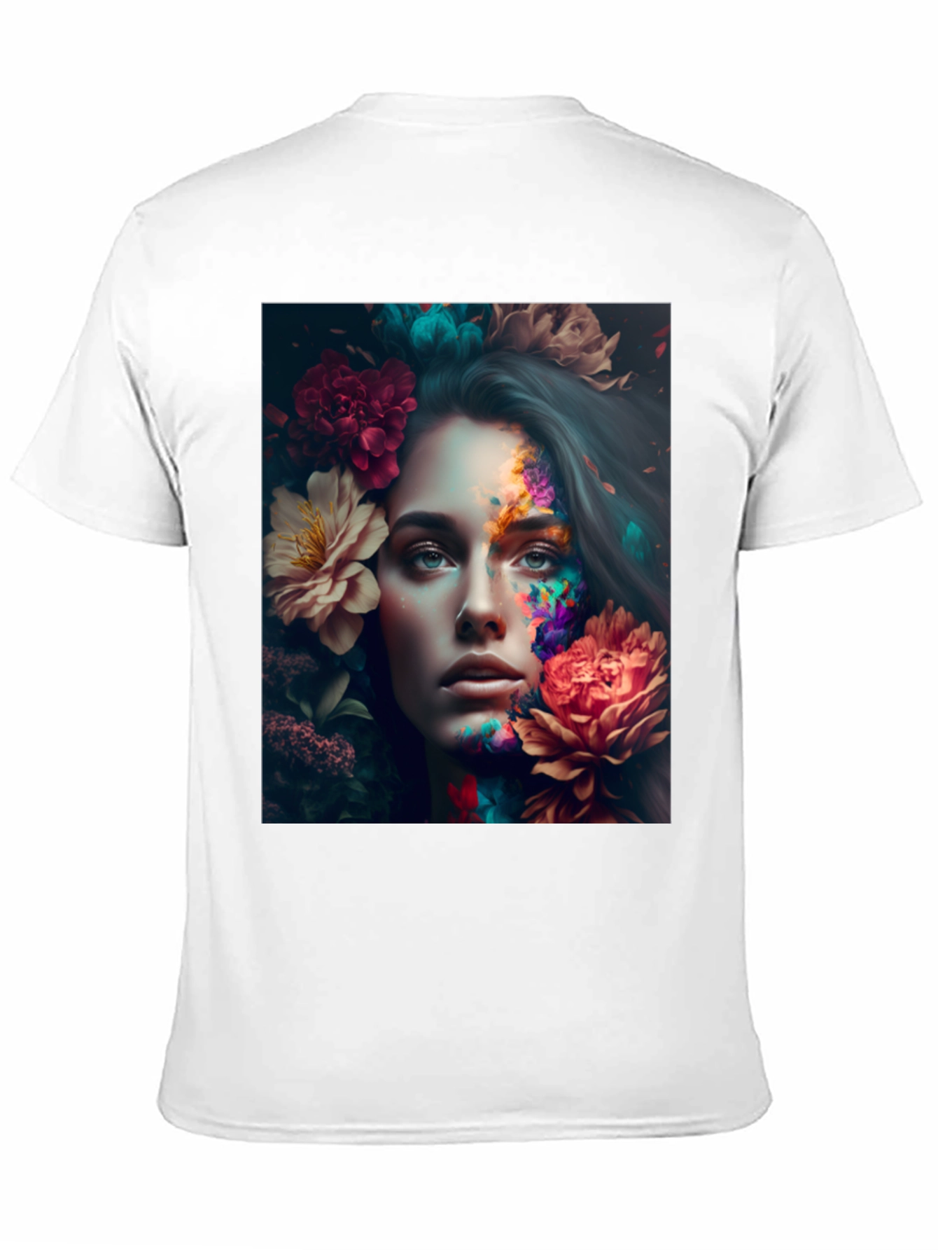 Floral Woman Graphic Black T-Shirt