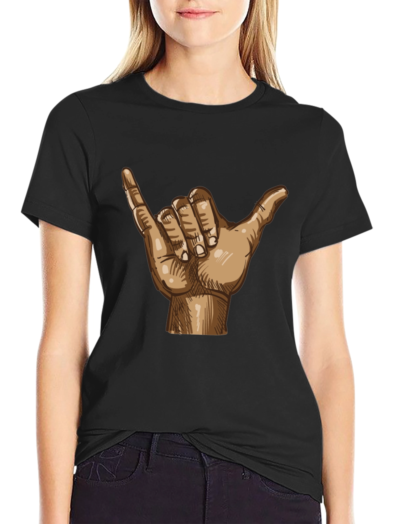 Hang Loose Shaka Hand Graphic Tee - Relaxed Fit