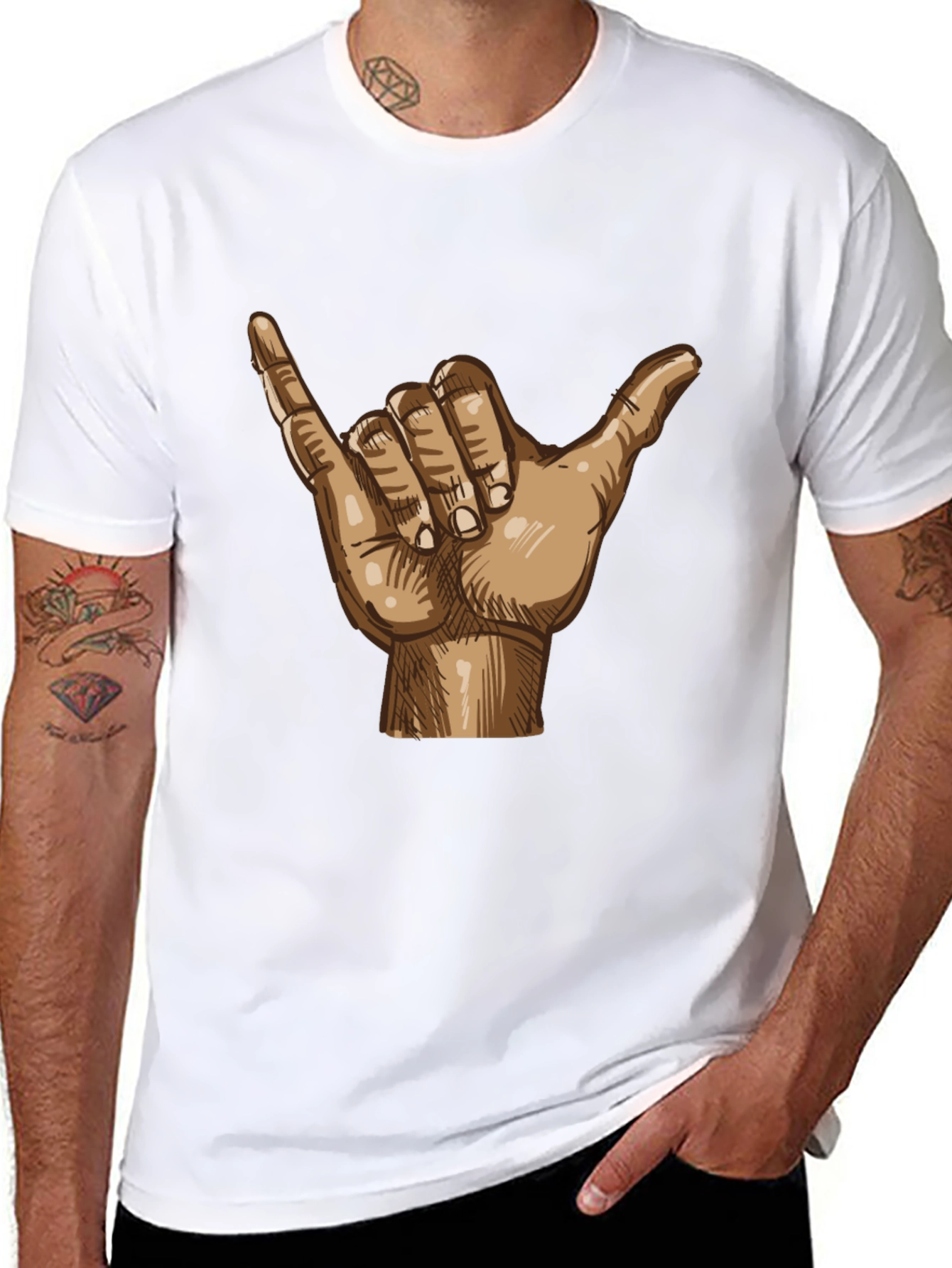 Hang Loose Shaka Hand Graphic Tee - Relaxed Fit