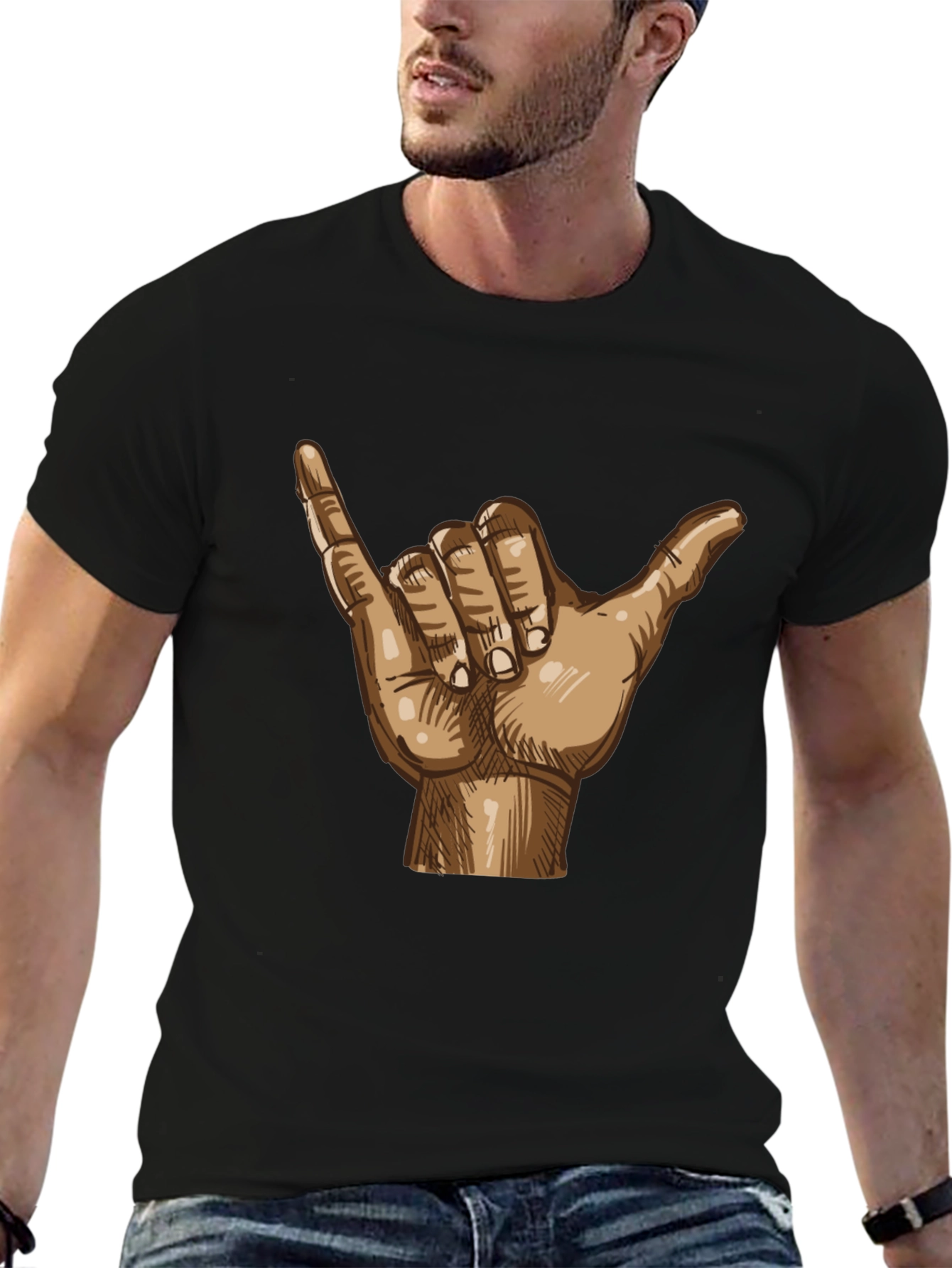 Hang Loose Shaka Hand Graphic Tee - Relaxed Fit