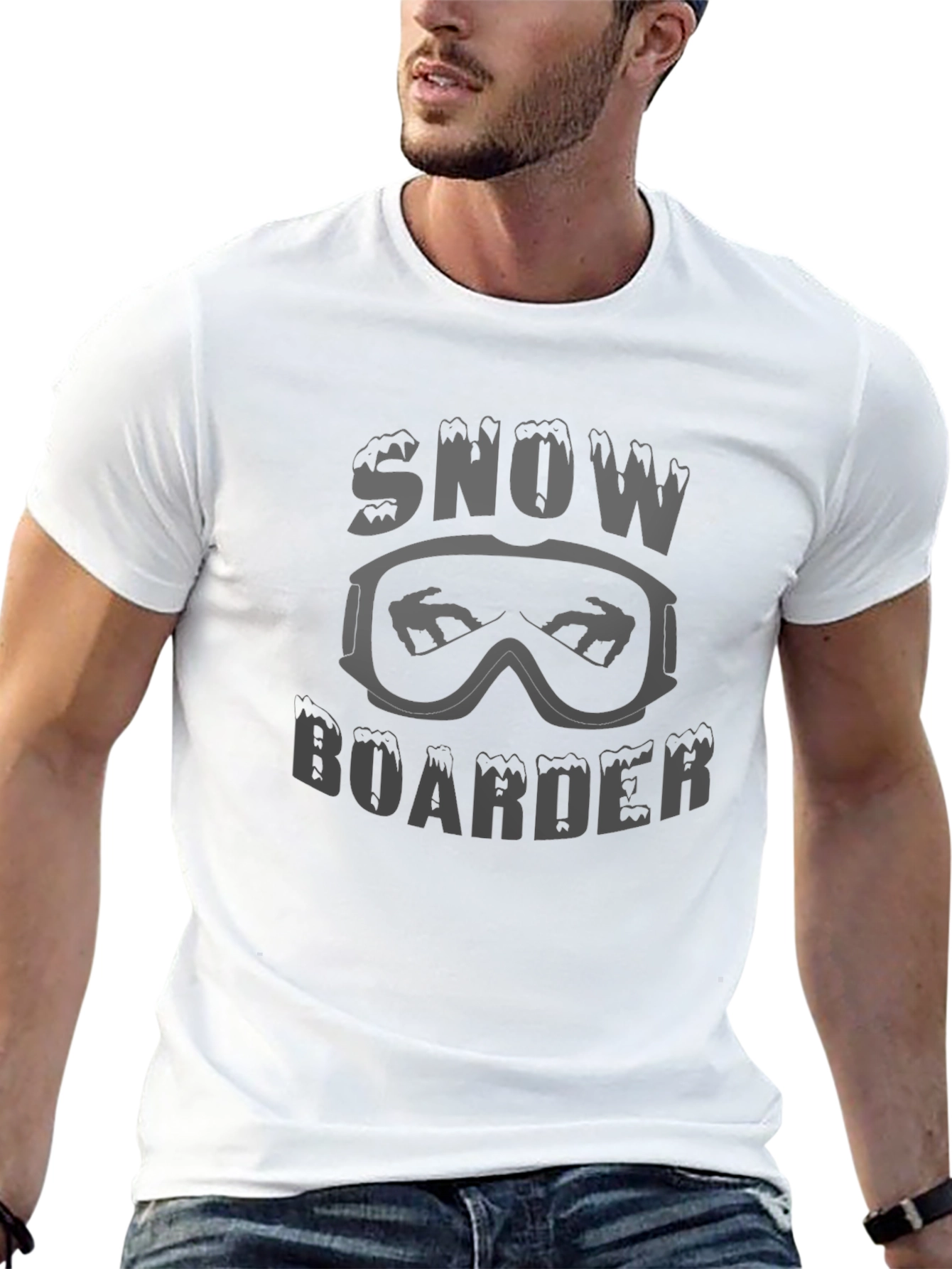 Snowboarder Graphic Tee - Black Short Sleeve Shirt