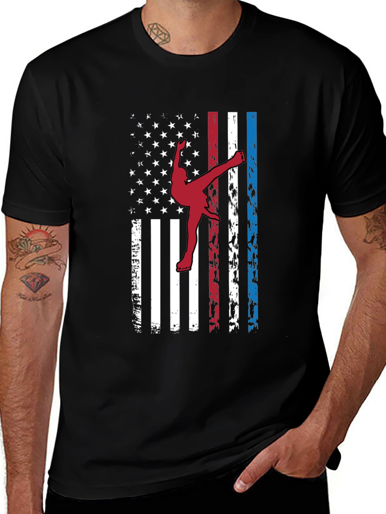 American Flag Karate T-Shirt Patriotic Martial Arts Tee