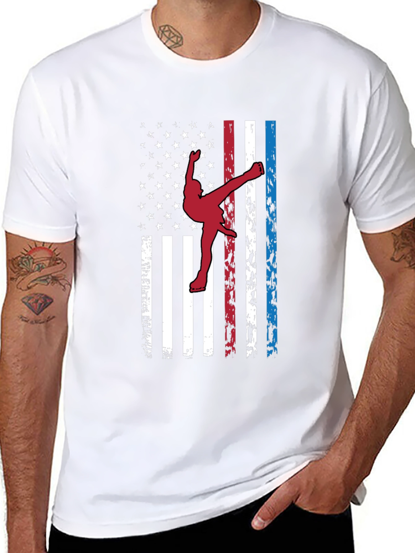 American Flag Karate T-Shirt Patriotic Martial Arts Tee