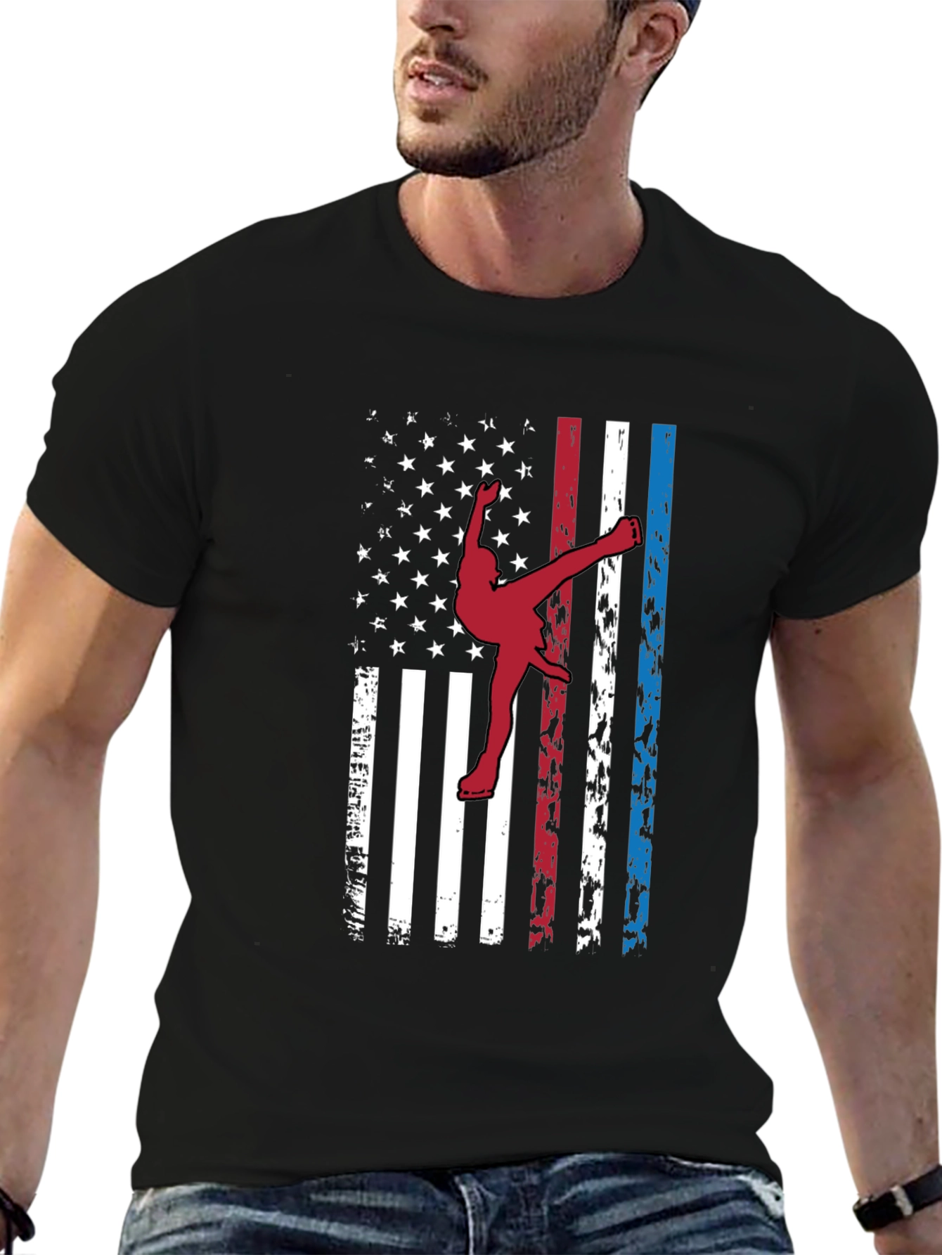 American Flag Karate T-Shirt Patriotic Martial Arts Tee