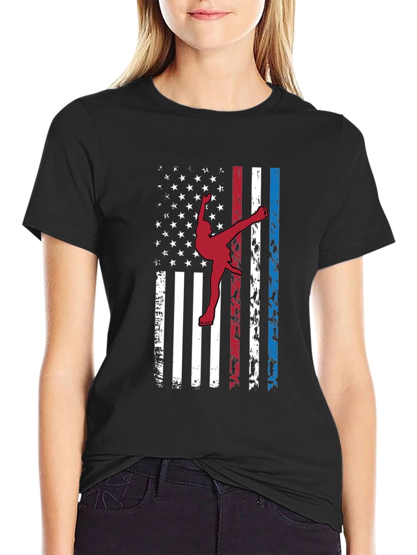 American Flag Karate T-Shirt Patriotic Martial Arts Tee