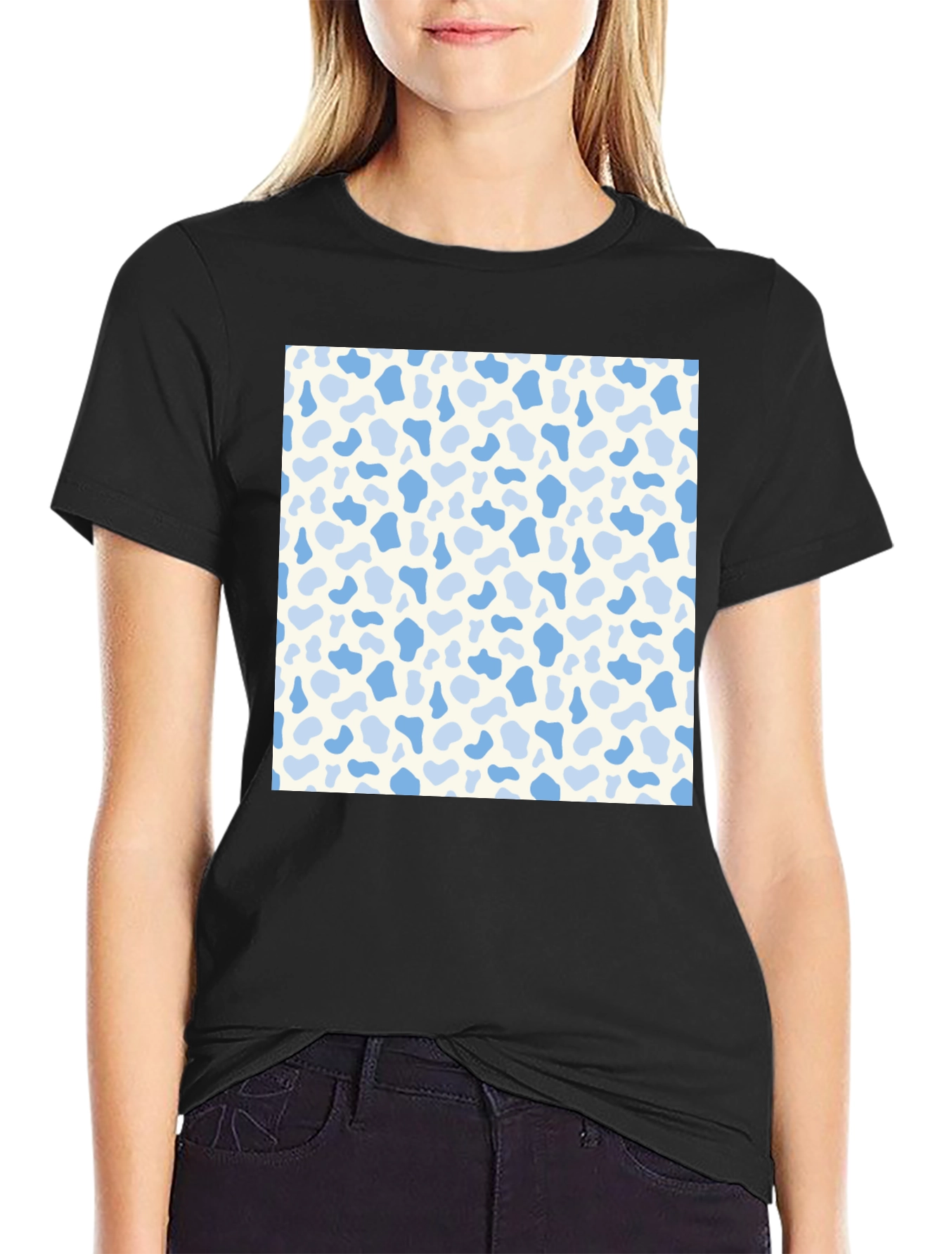 Patterned Graphic Tee - Casual Black T-Shirt