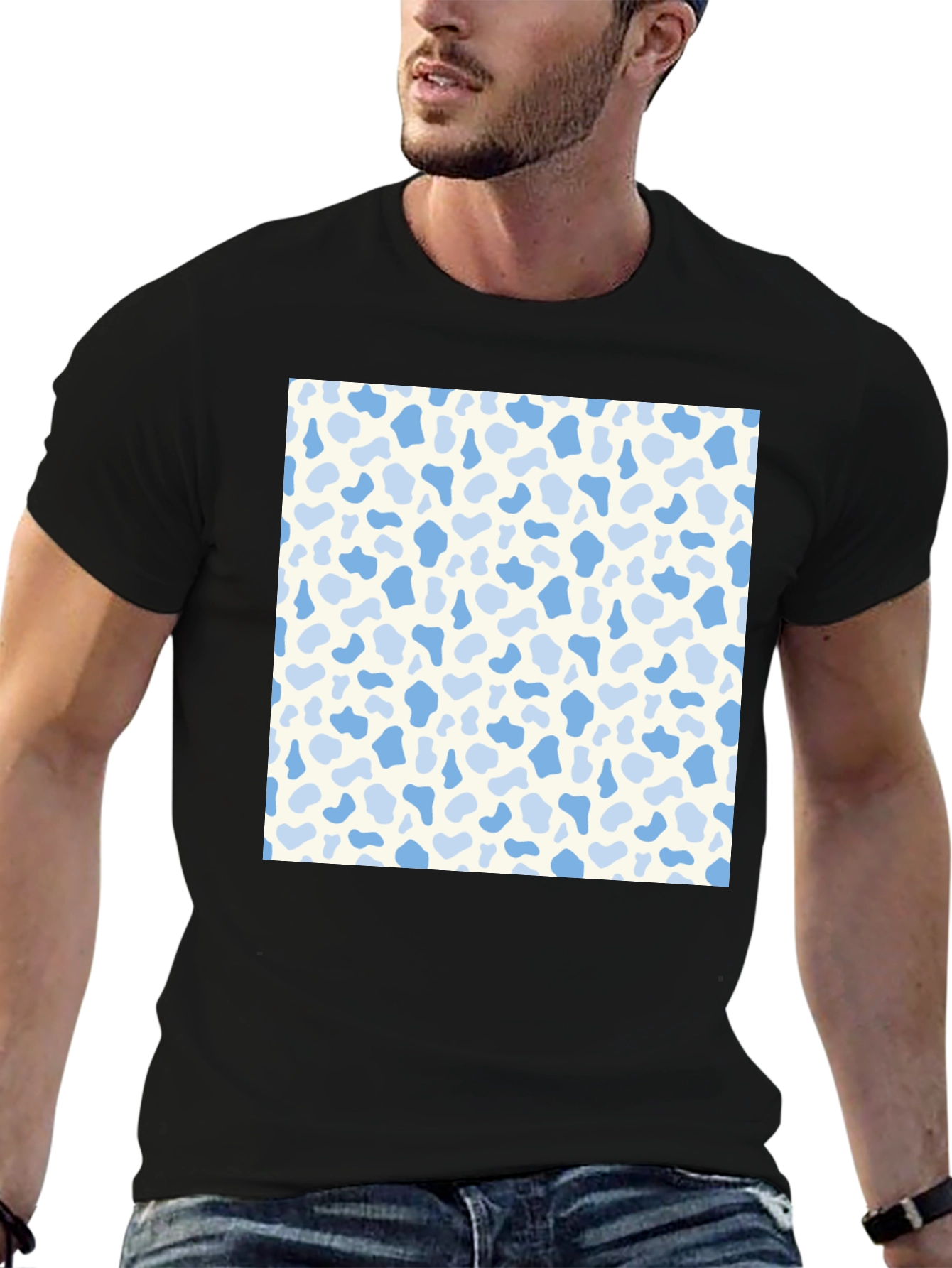 Patterned Graphic Tee - Casual Black T-Shirt