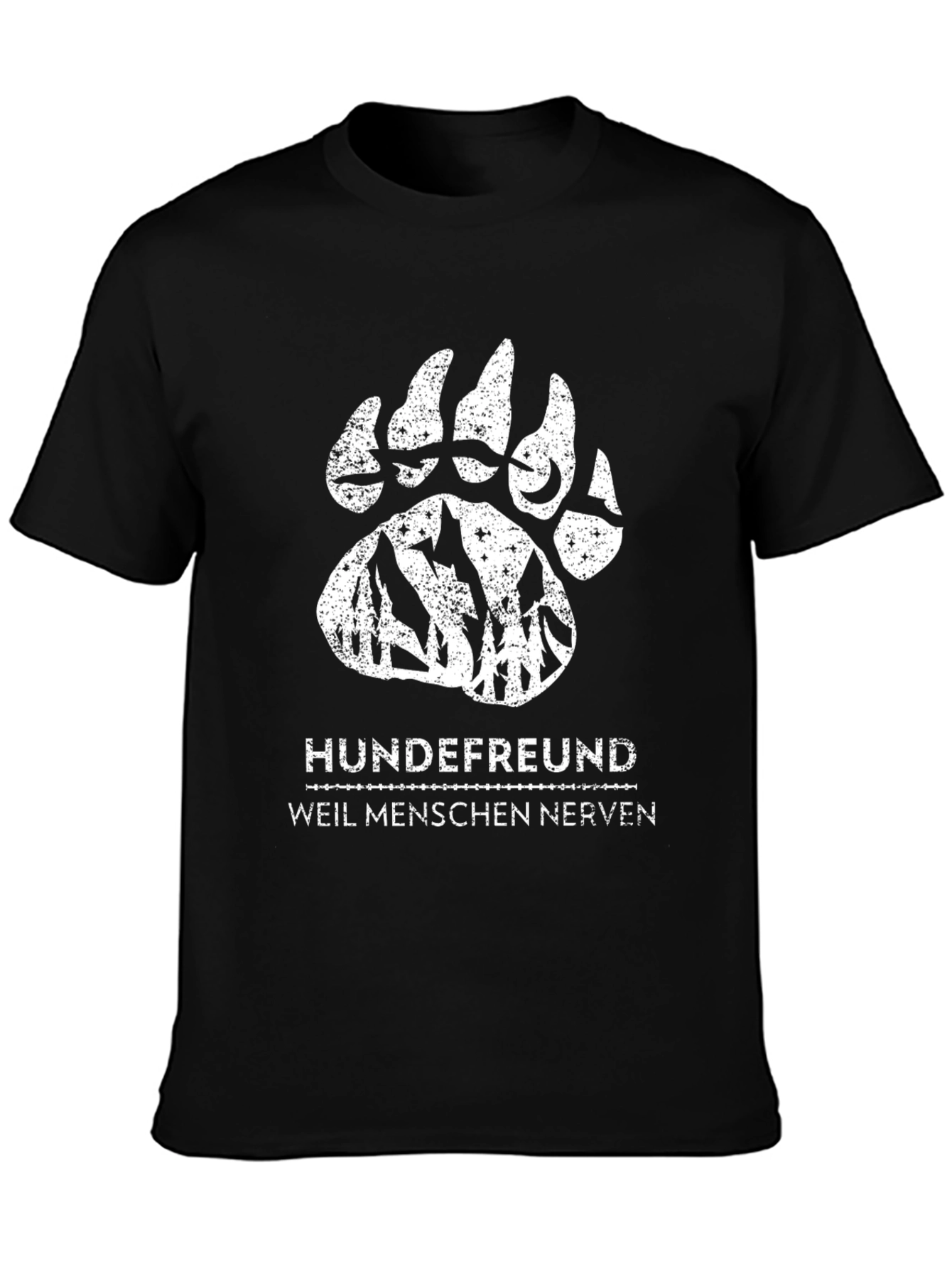 Dog Lovers T-Shirt - German Text Bear Paw Design