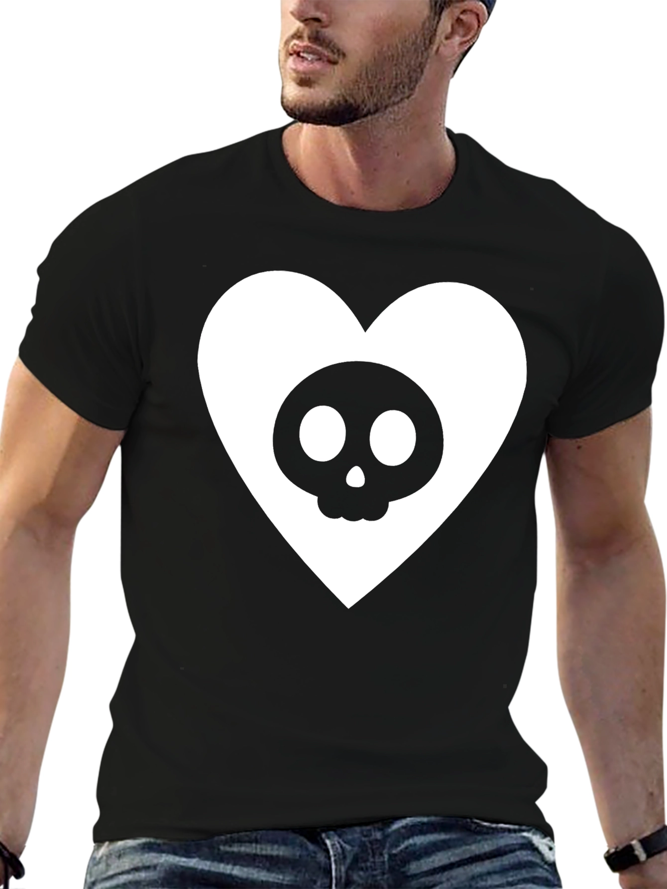 Skull Heart Graphic Tee - Black