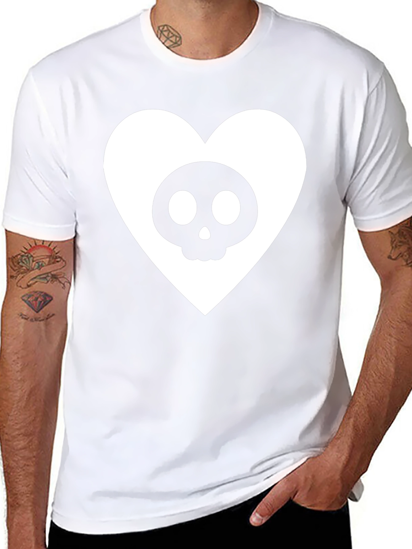Skull Heart Graphic Tee - Black