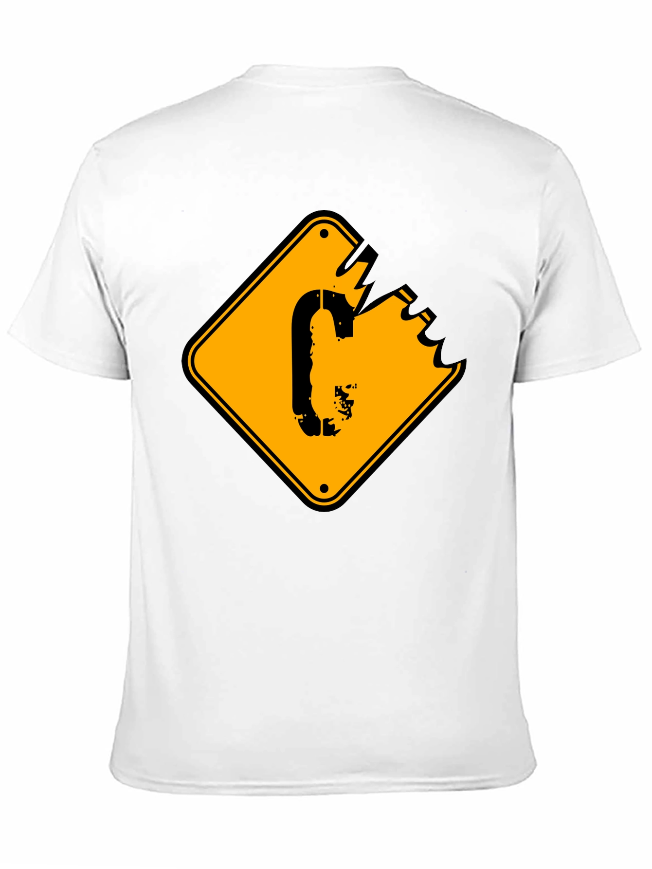 Mens Black T-shirt with Yellow Sign Graphic