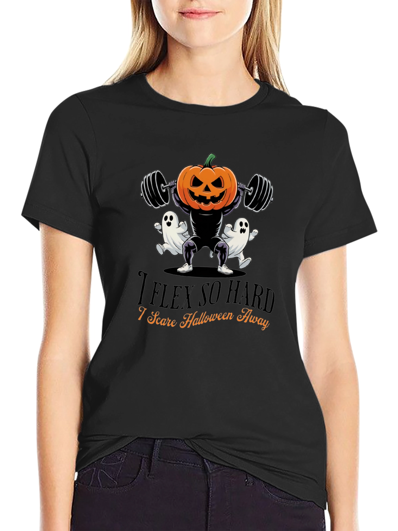 Halloween Gym Pumpkin T-Shirt - I Flex So Hard