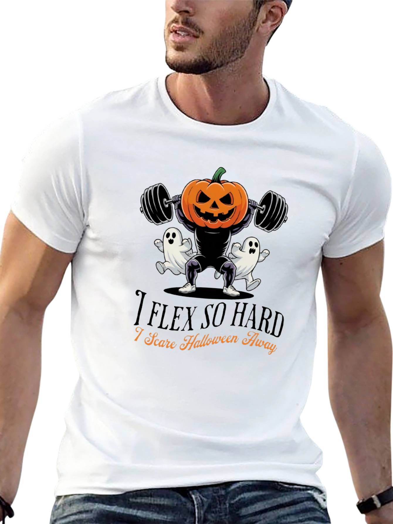 Halloween Gym Pumpkin T-Shirt - I Flex So Hard