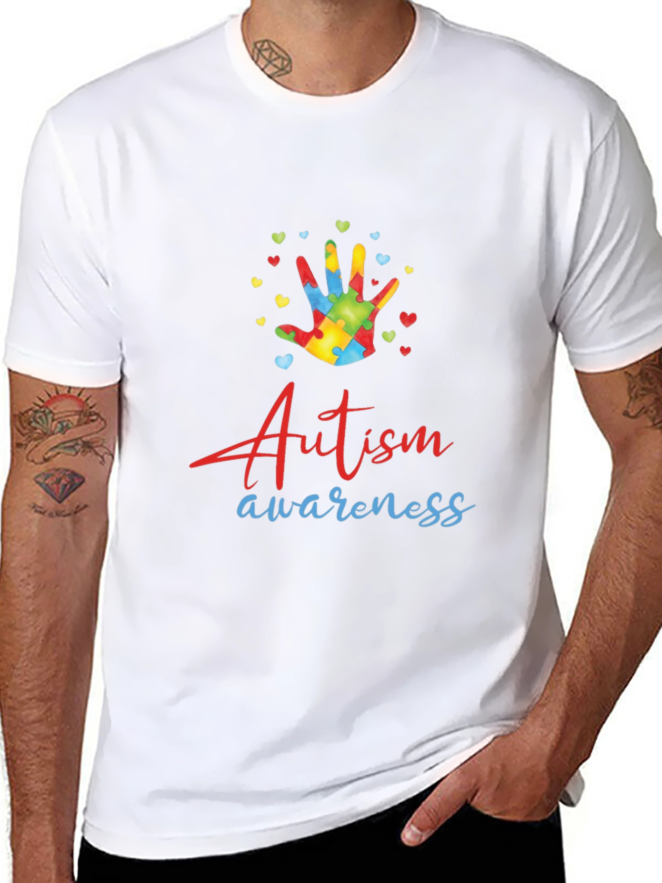 Autism Awareness Tee - Puzzle Hand Design