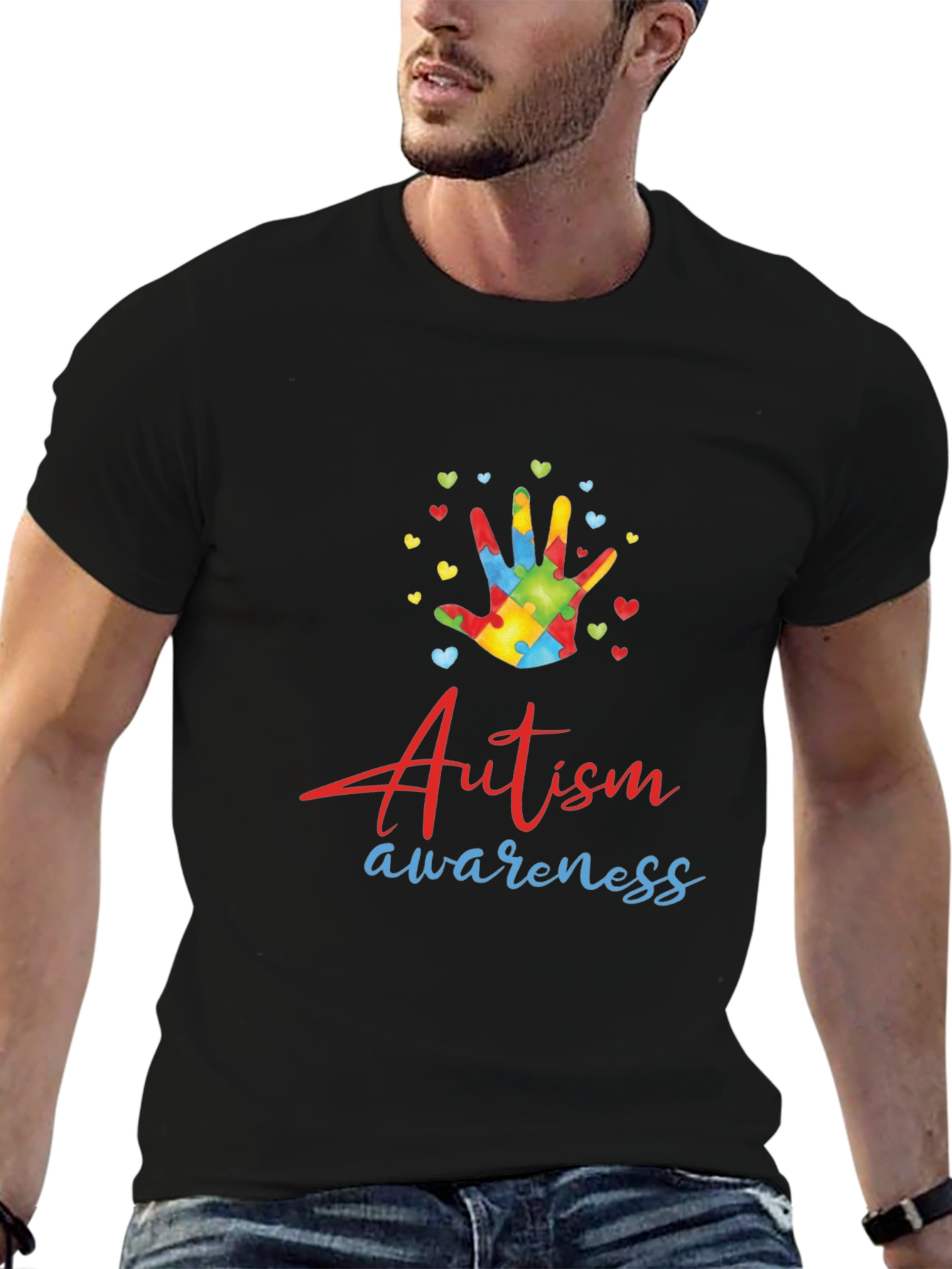 Autism Awareness Tee - Puzzle Hand Design