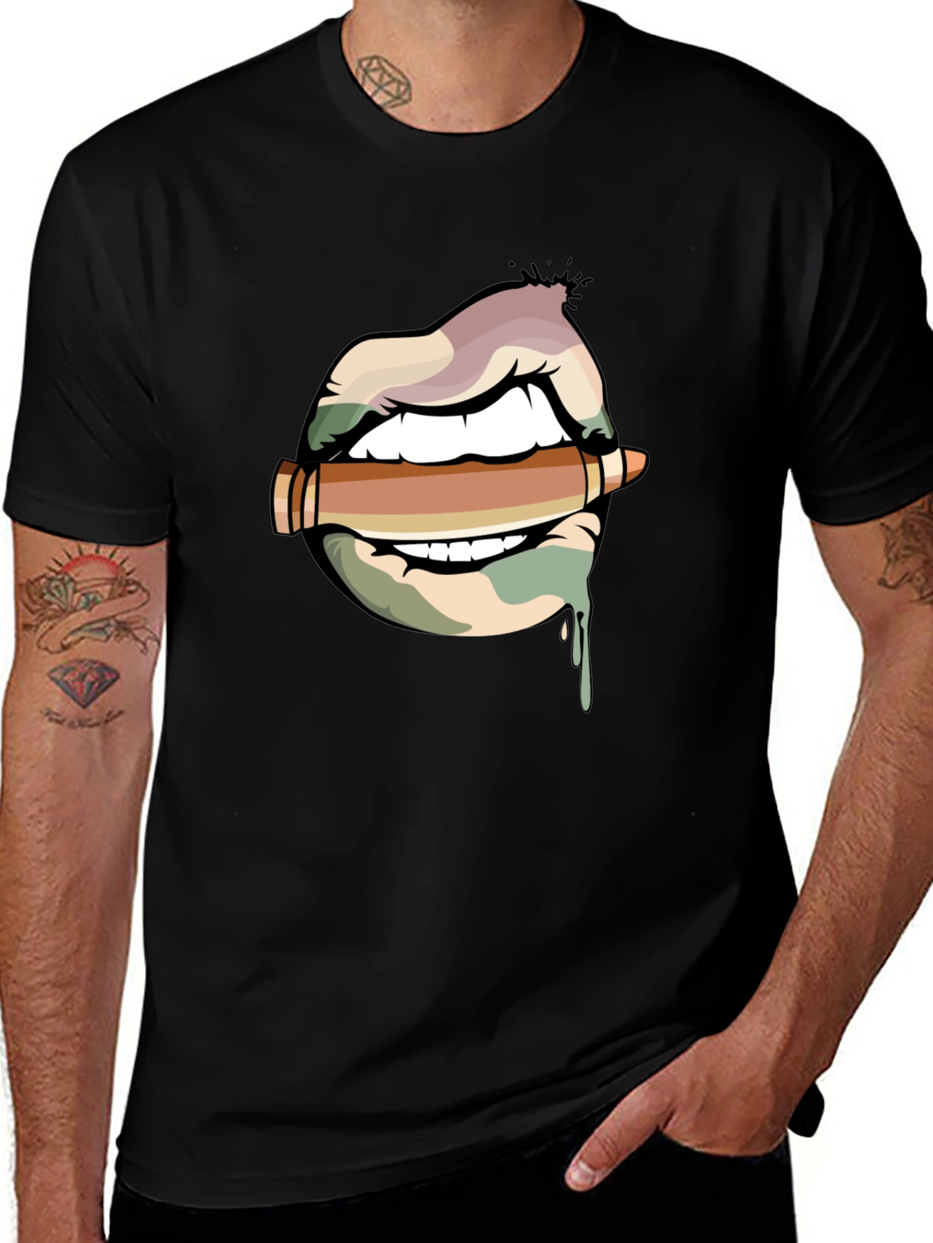 Lips and Bullet Graphic T-Shirt