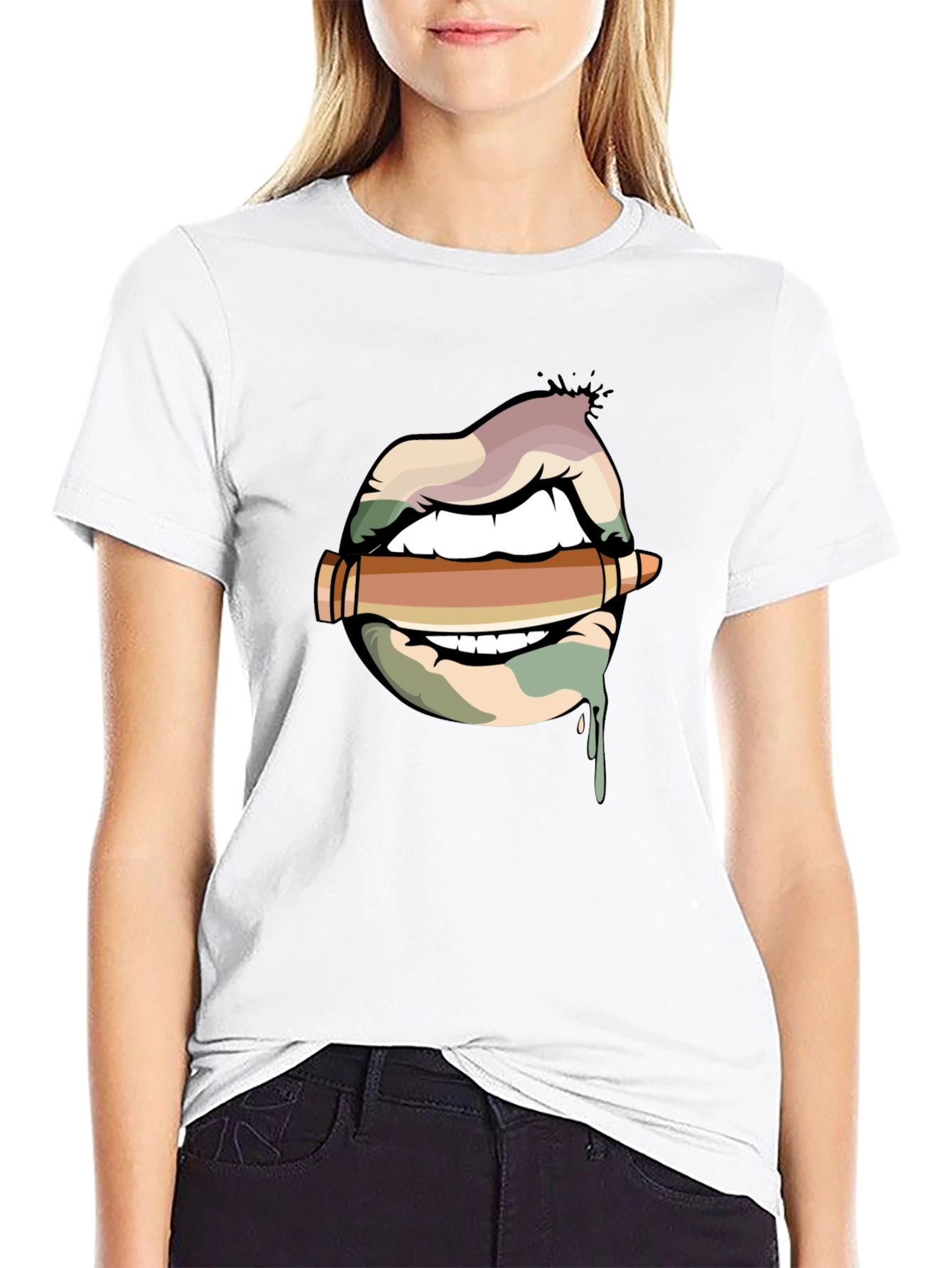 Lips and Bullet Graphic T-Shirt