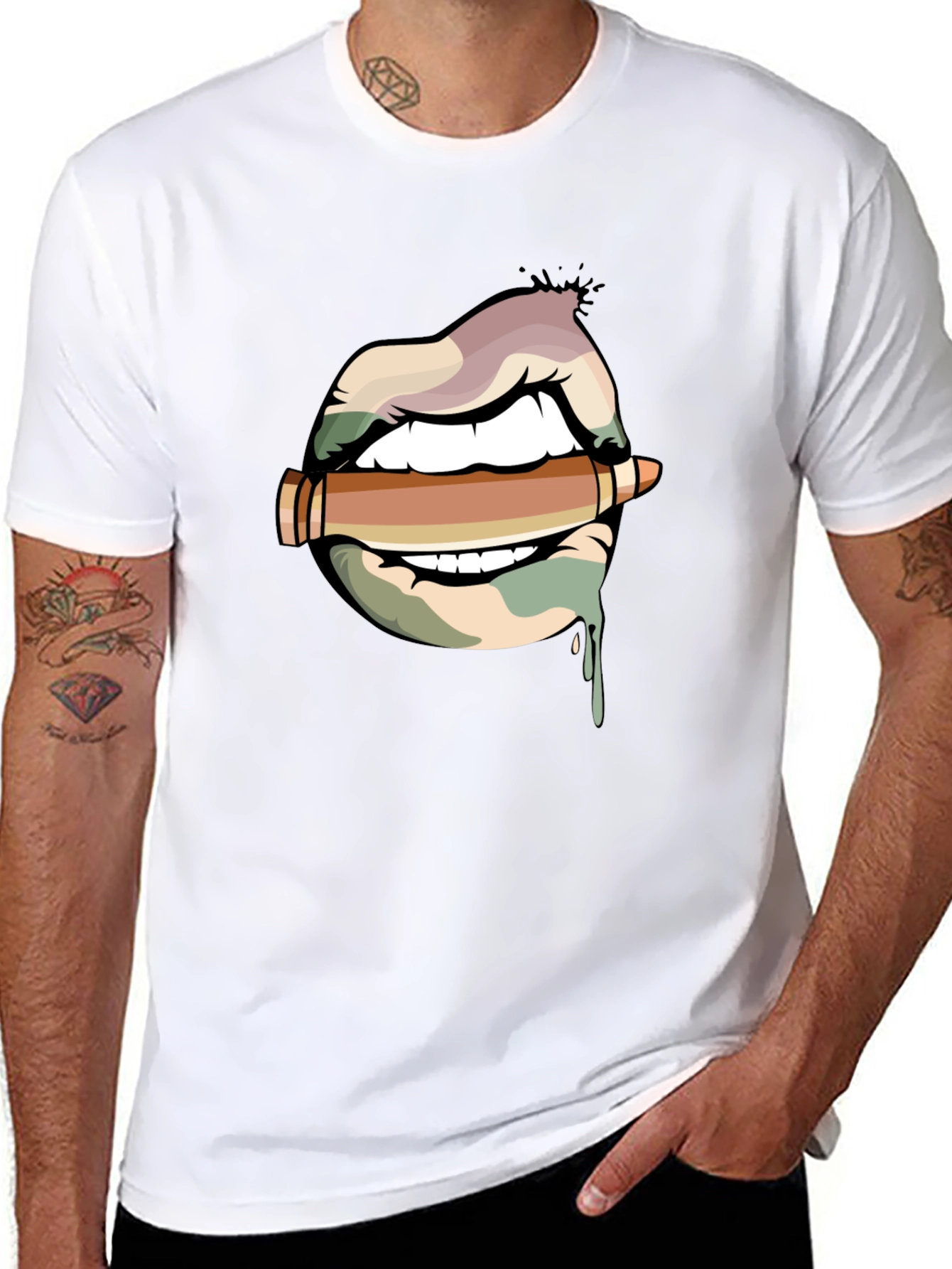 Lips and Bullet Graphic T-Shirt