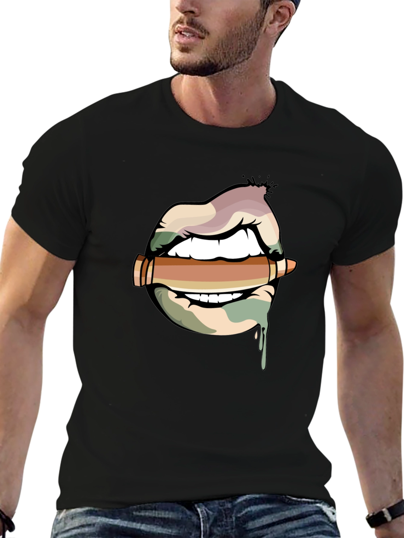 Lips and Bullet Graphic T-Shirt