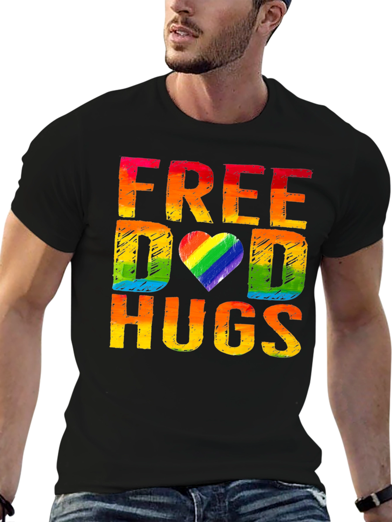 Free Dad Hugs Rainbow Pride T-Shirt