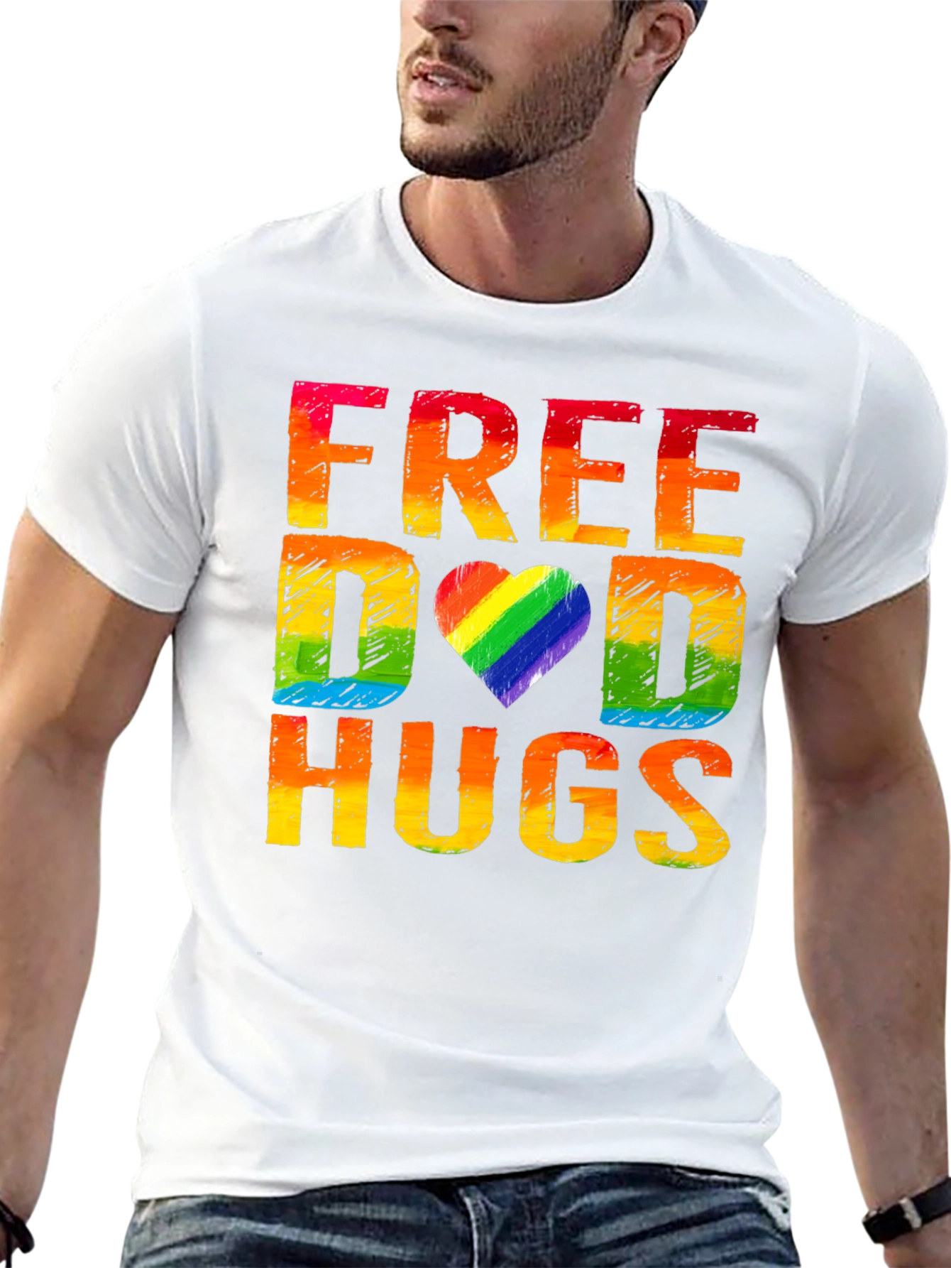 Free Dad Hugs Rainbow Pride T-Shirt