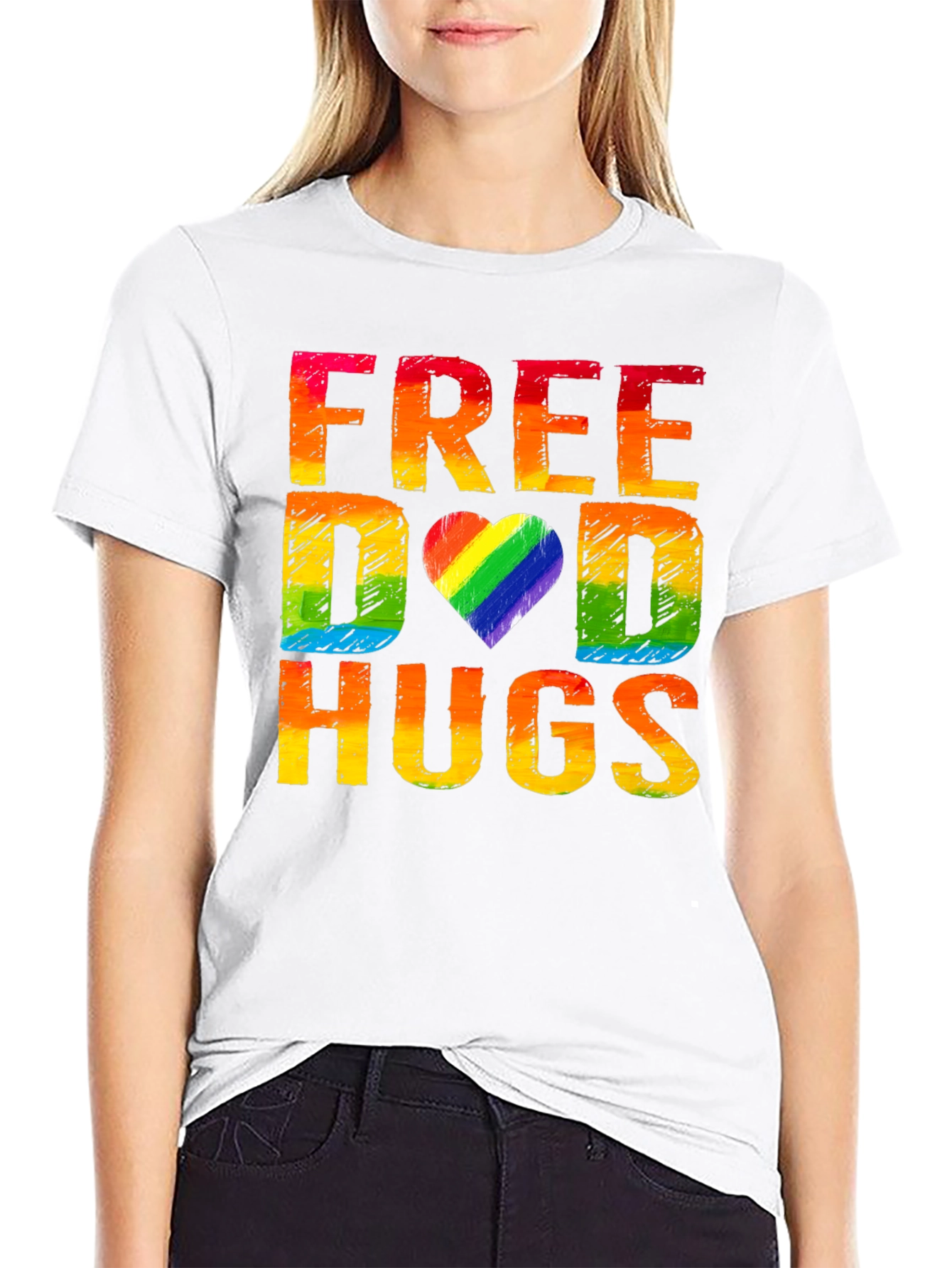 Free Dad Hugs Rainbow Pride T-Shirt