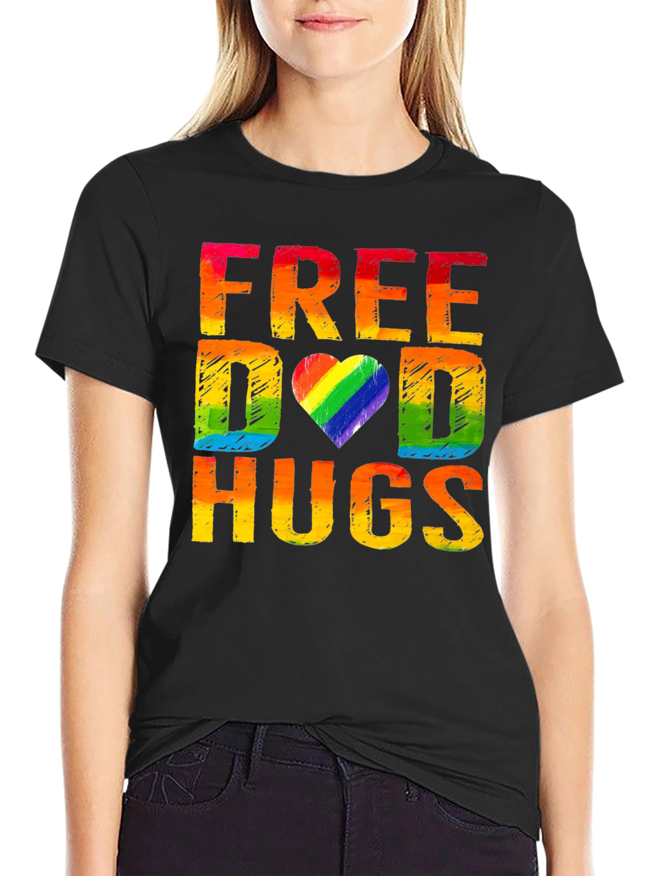 Free Dad Hugs Rainbow Pride T-Shirt